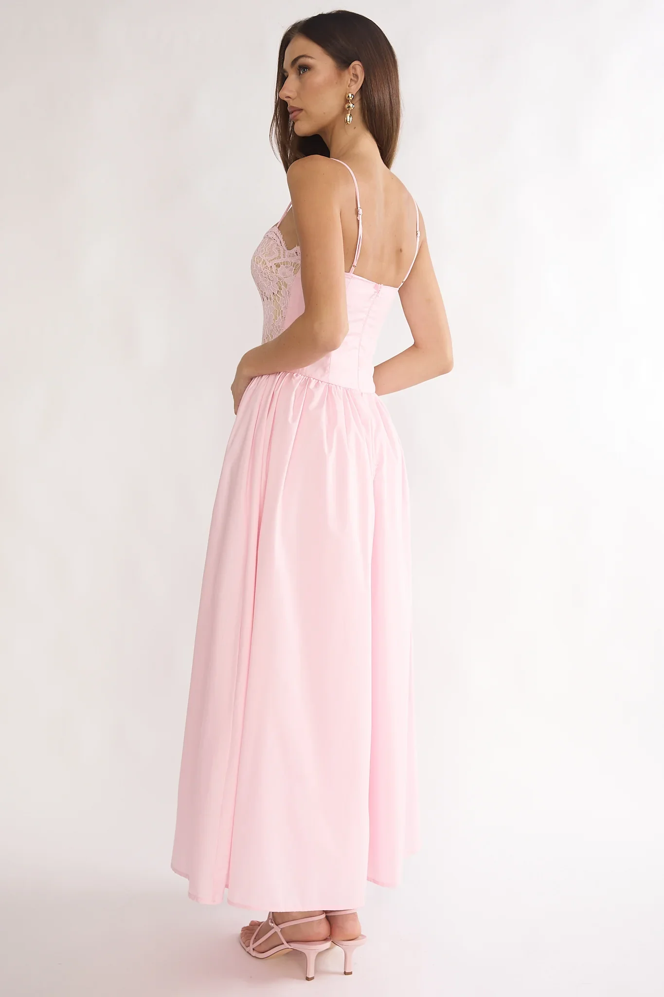 She's A Lady Lace Bodice Maxi Dress Pink