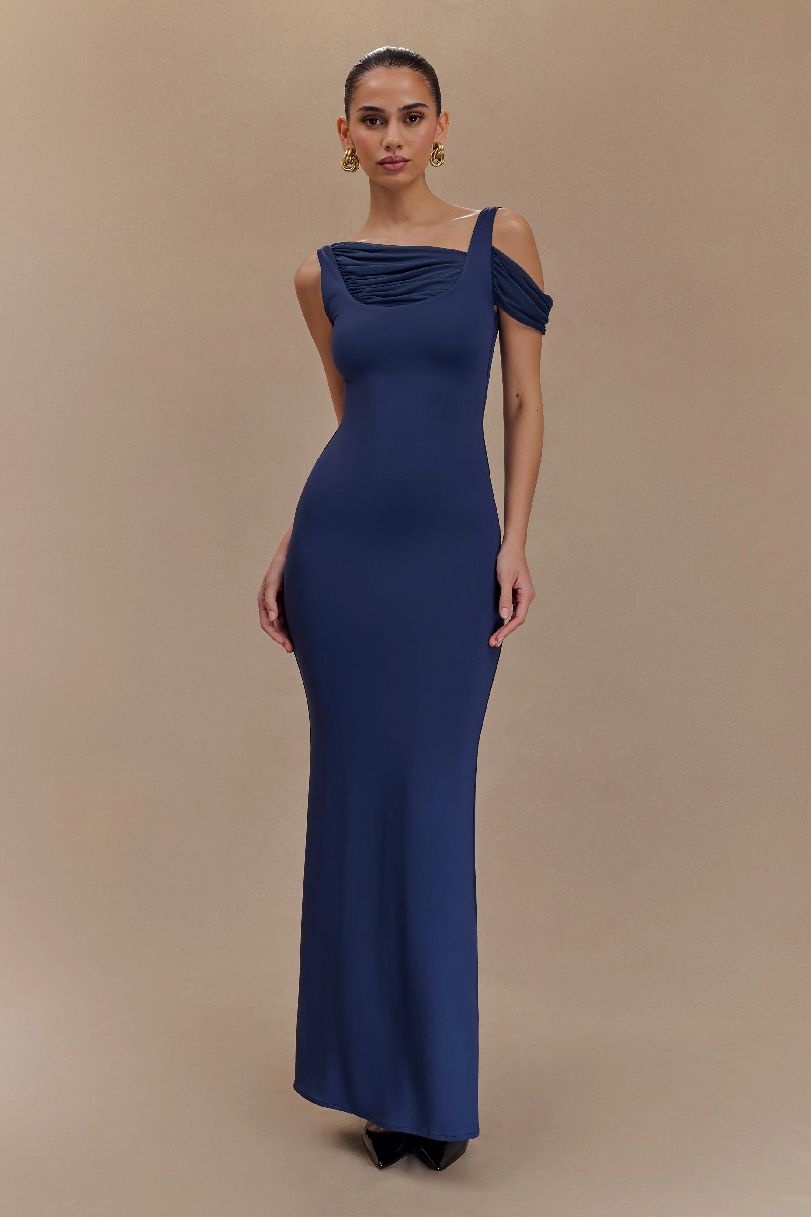 Janette Recycled Nylon And Mesh Sleeveless Maxi Dress - Navy
