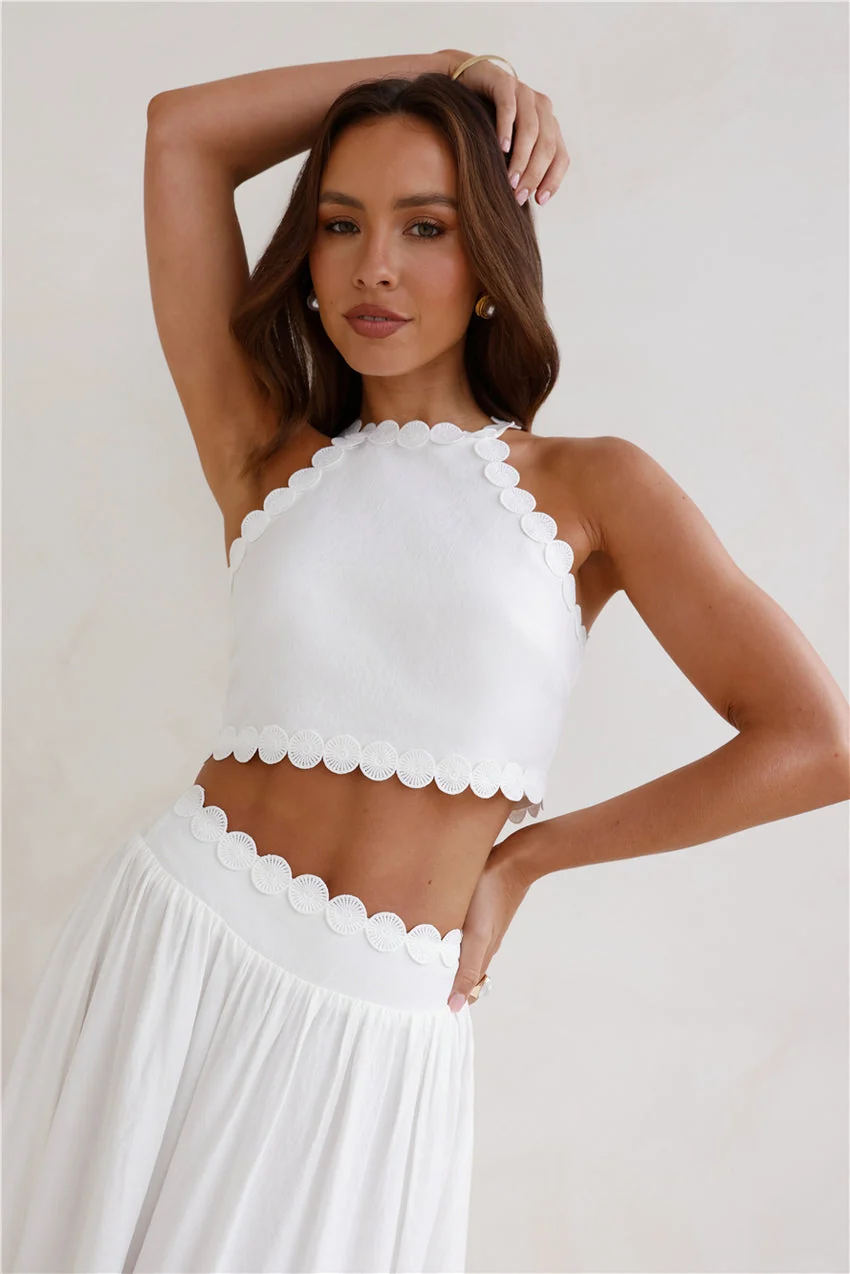 Linked Together Crop Top White - luluinthesky
