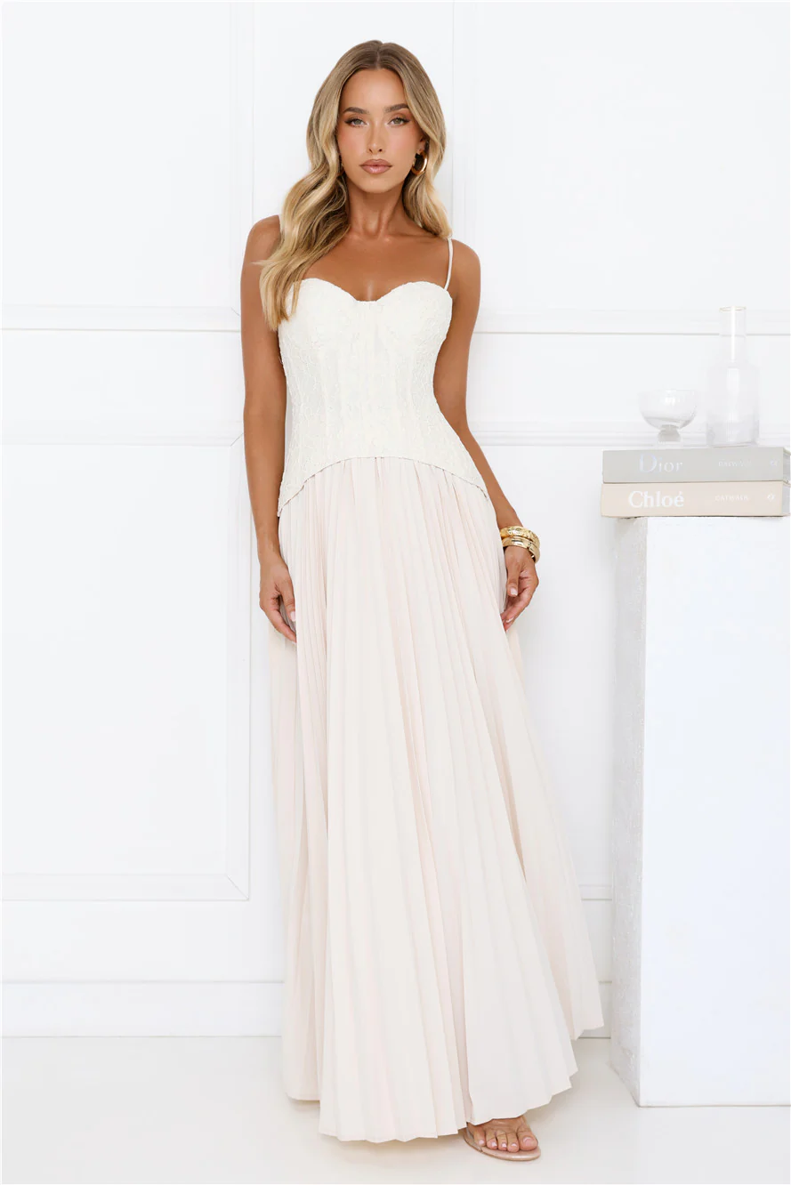 Antique Roses Lace Maxi Dress Cream
