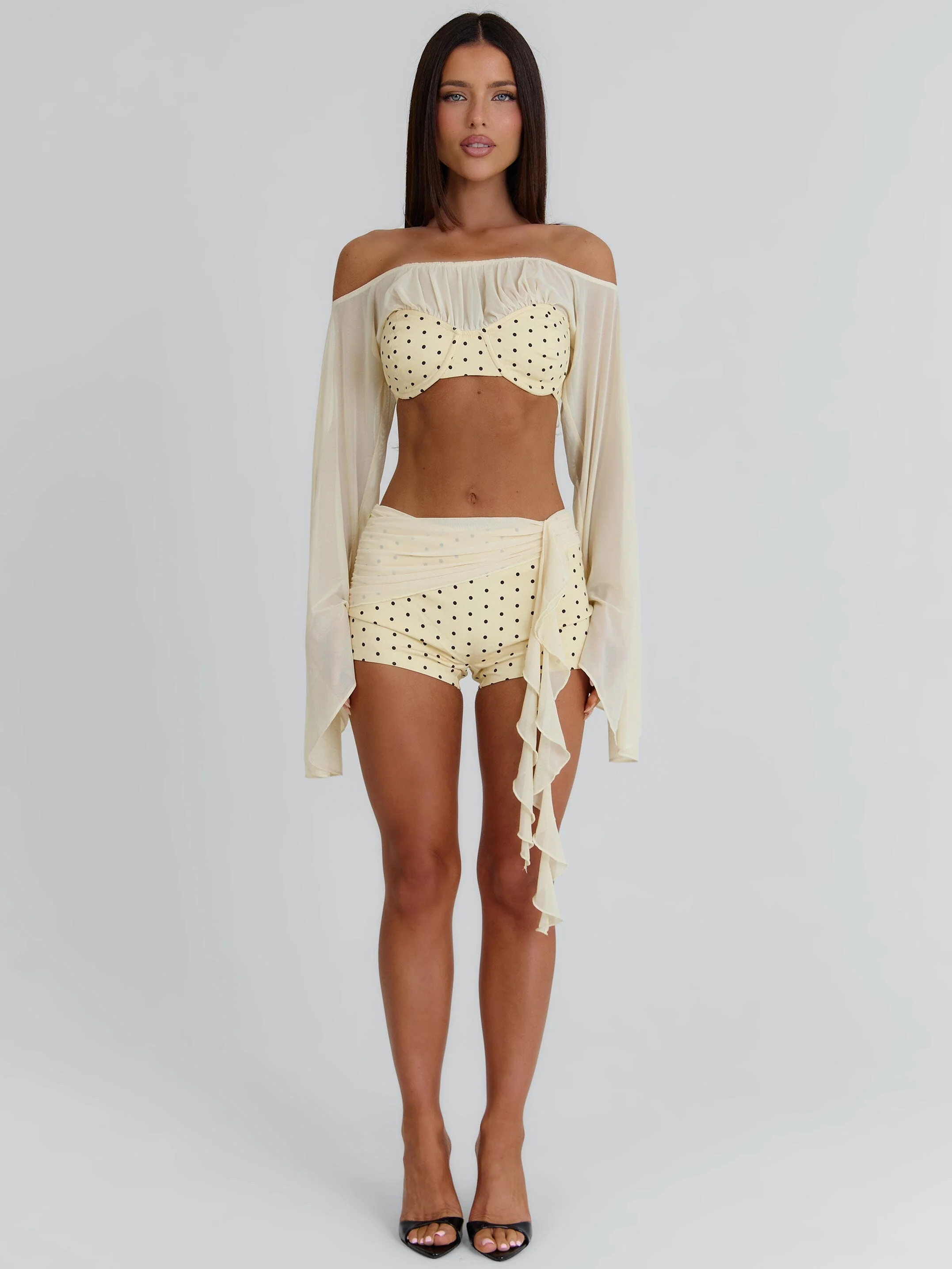 Riya Crop Top Yellow Polka Dot