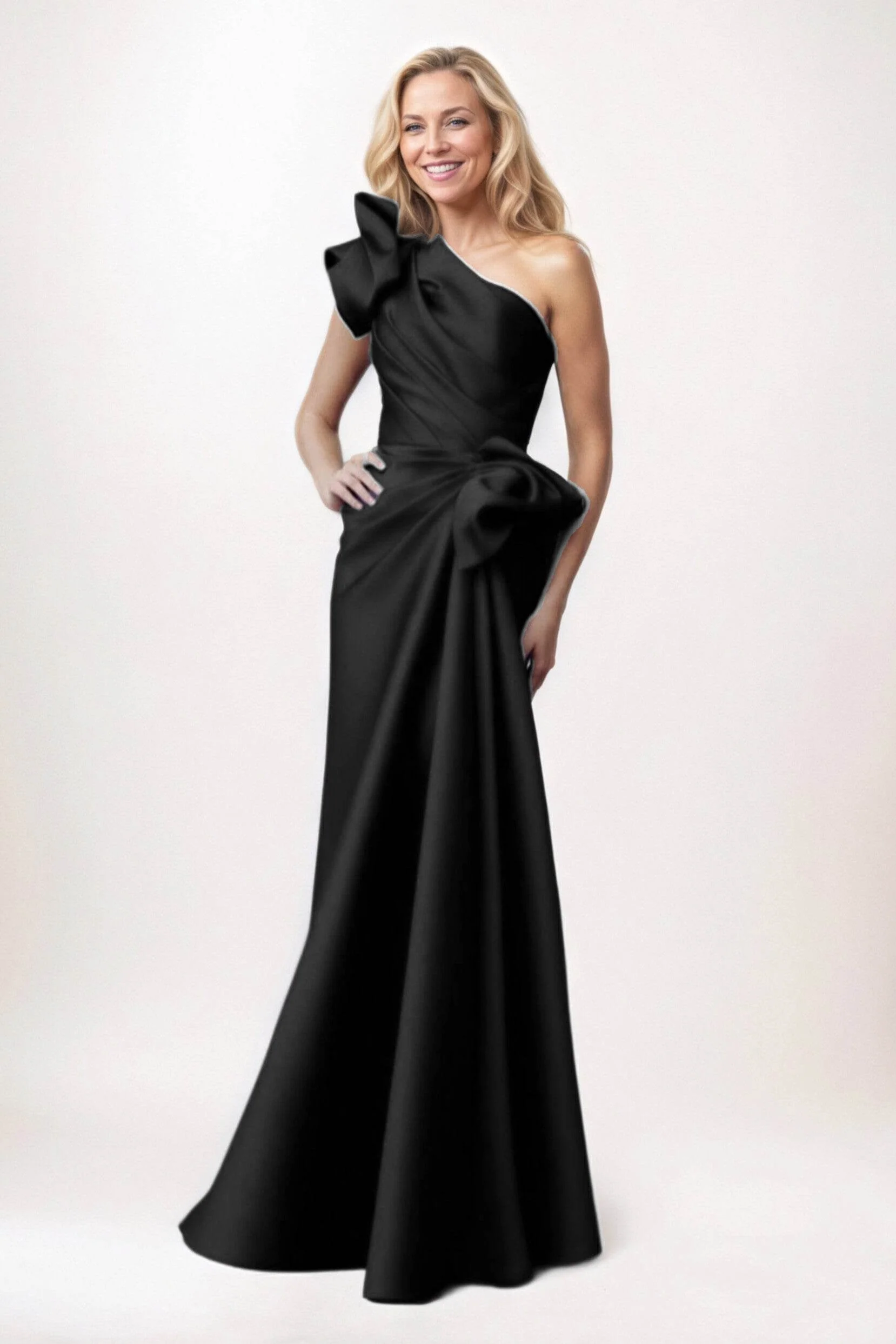 Sheath-Column Maxi Satin Mother of the Bride Dresses CM0383
