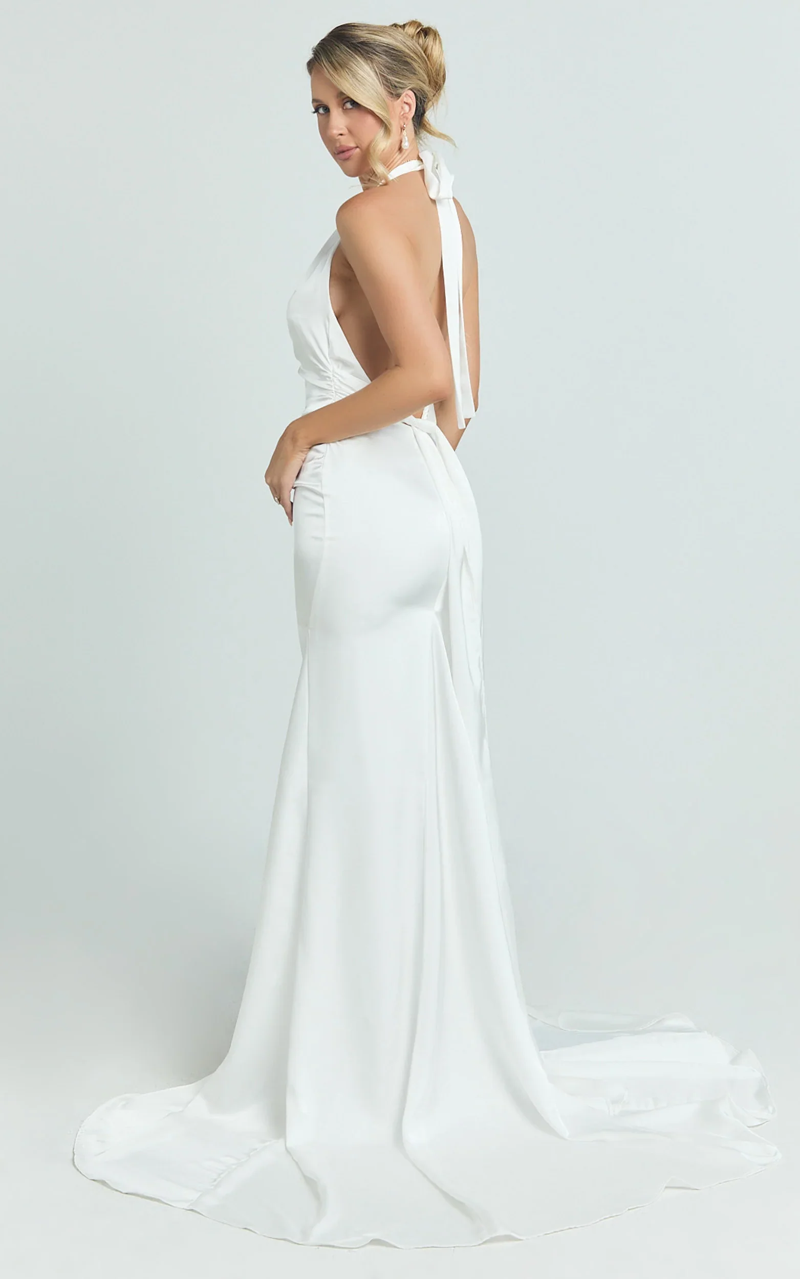 Frankie Maxi Dress - Satin Bias Cut Dress in Ivory