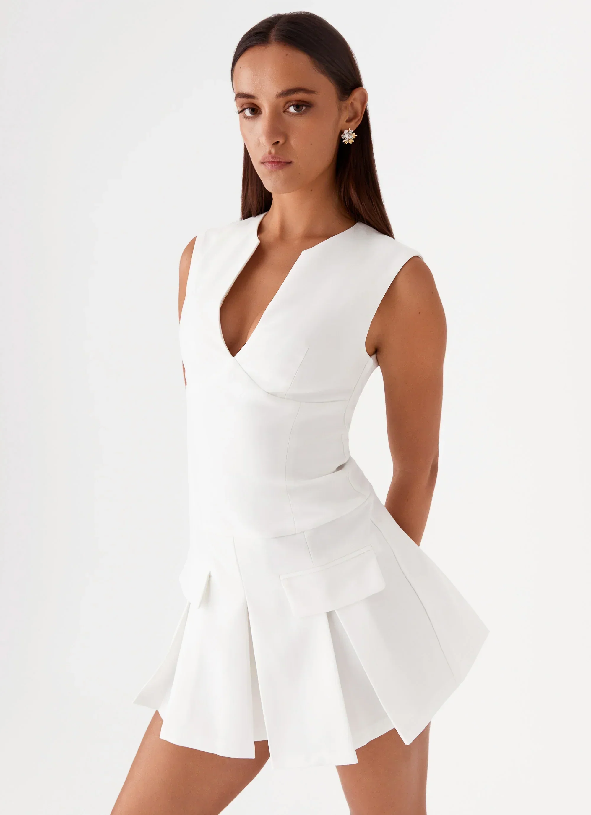 Cassia Mini Dress - White - luluinthesky