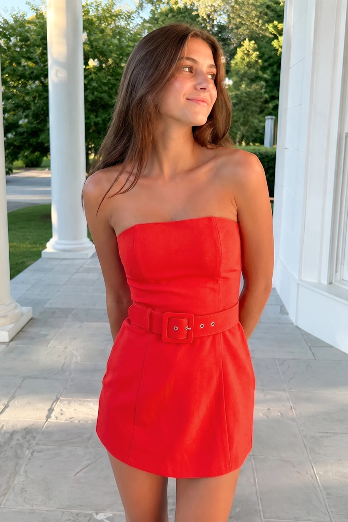 Aqua Strapless Sheath Satin Homecoming Dress with Belt