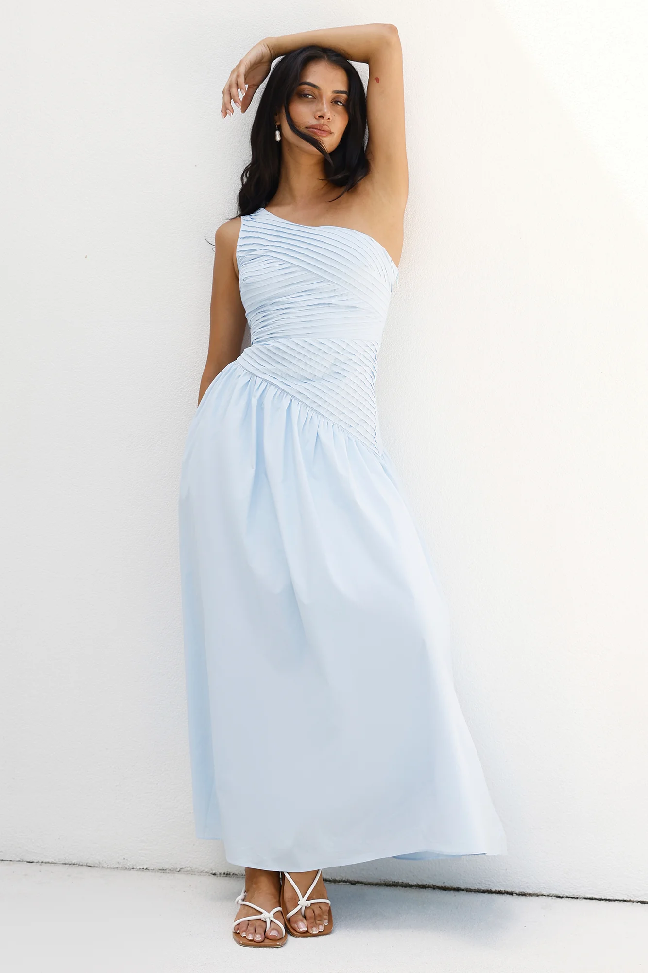 Seashell Moments One Shoulder Maxi Dress Blue