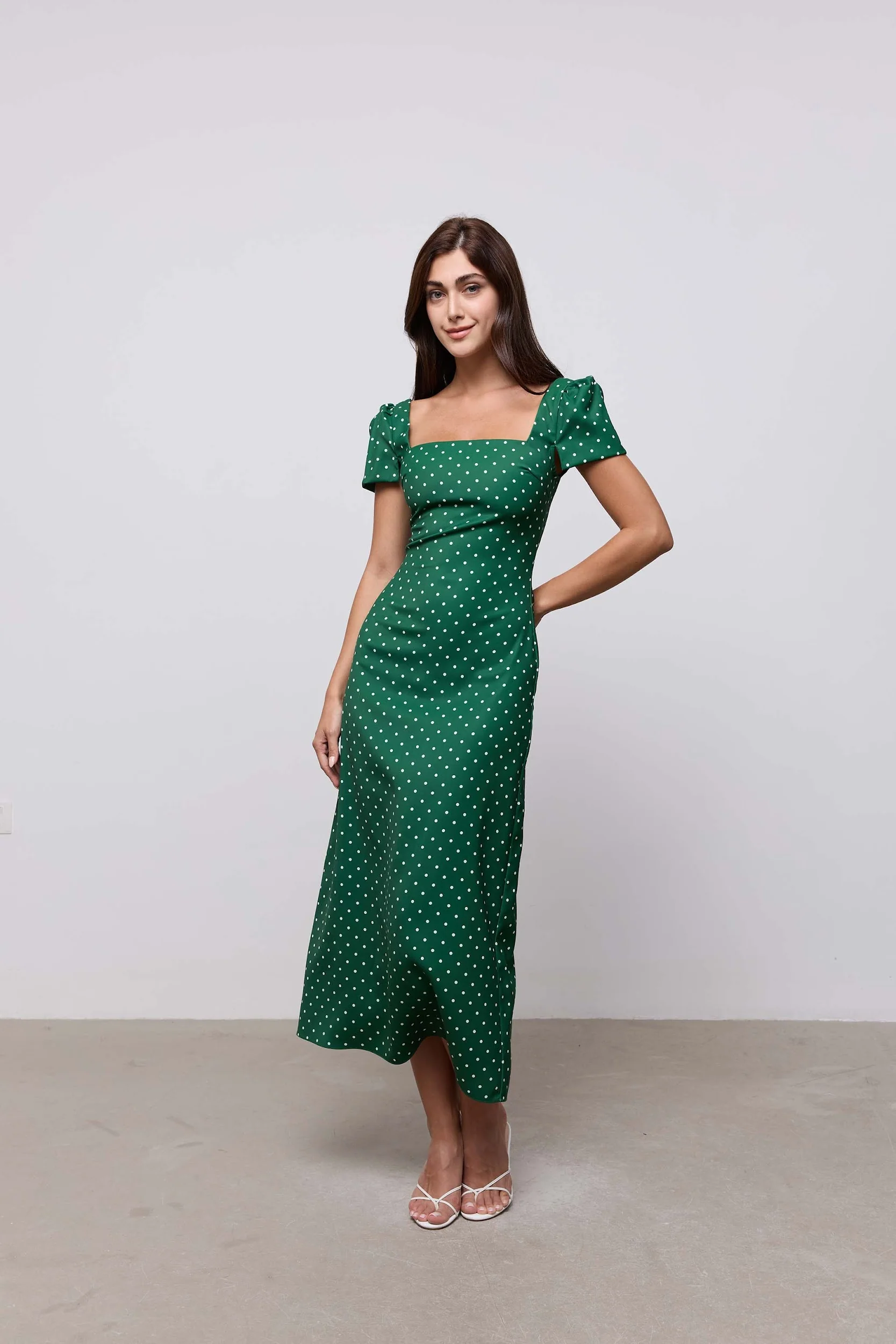 Square Neck Slip Midi Dress