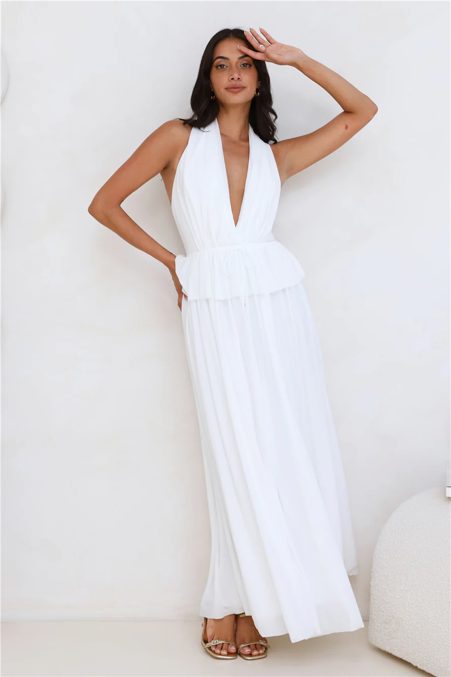 Love From Rosalie Halter Maxi Dress White - luluinthesky