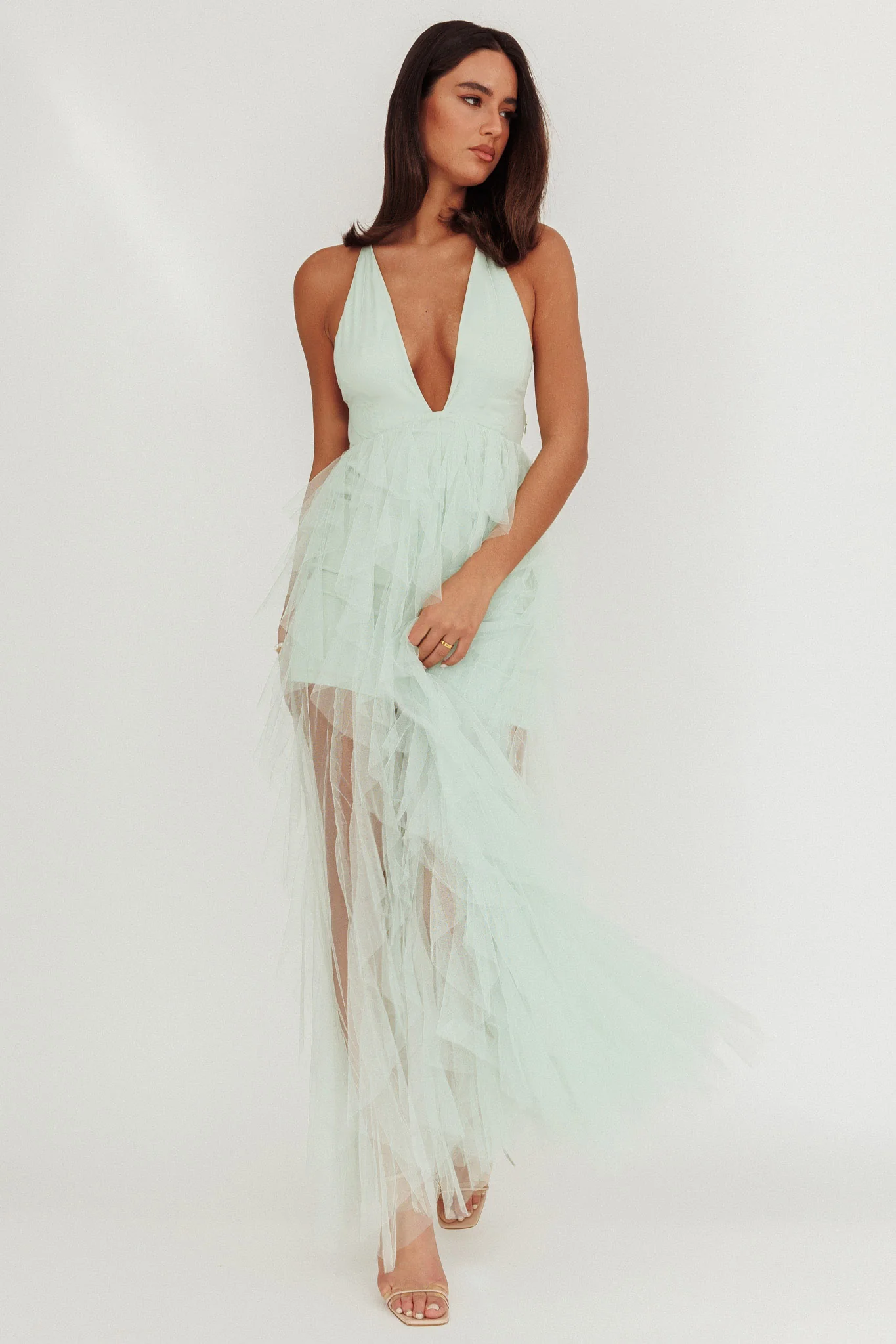 Auguste Cascading Frill Maxi Dress Mint - luluinthesky