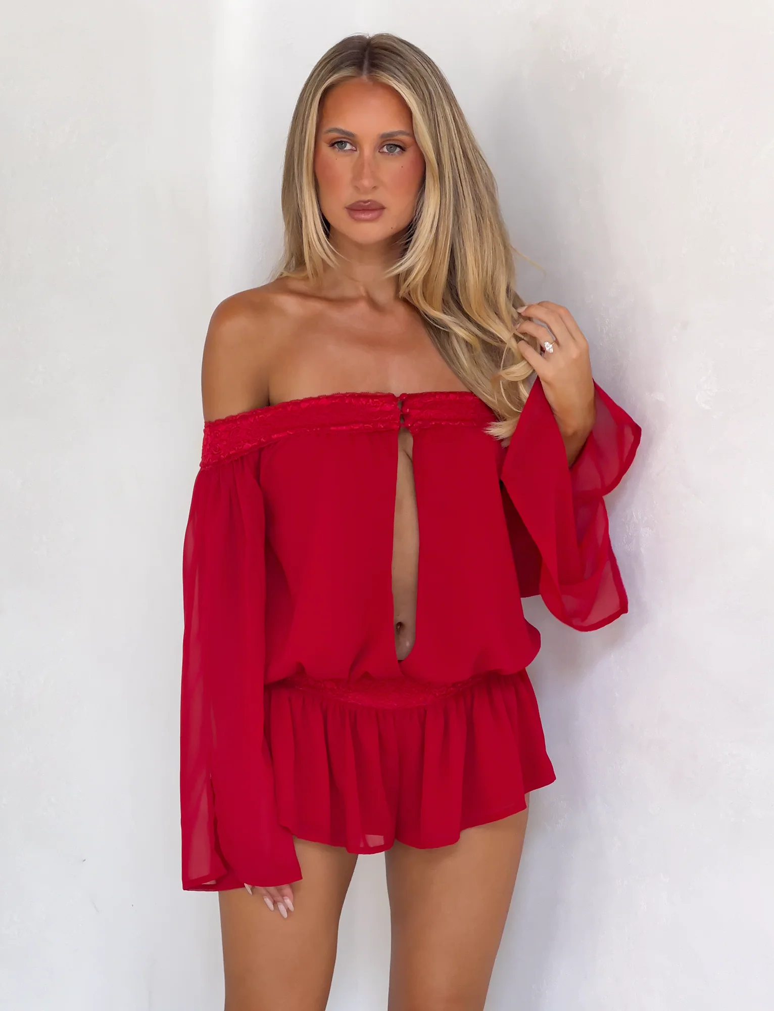 TESSIE PLAYSUIT - RED
