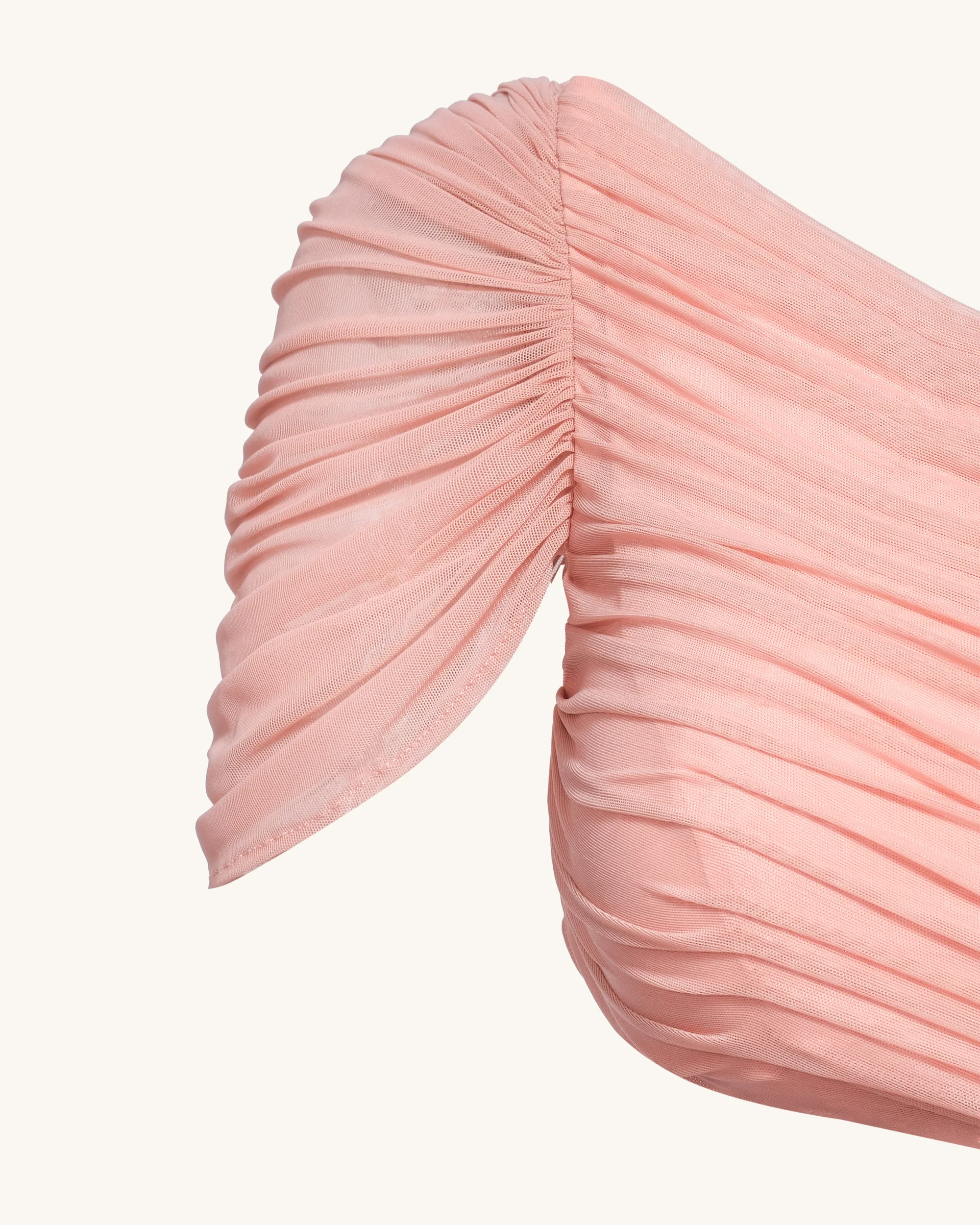 Mia Pleated Mesh Dress - Blush - FASHION NOB