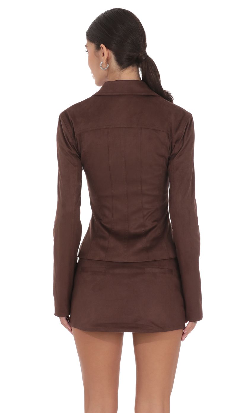 Suede Mini Skort in Chocolate