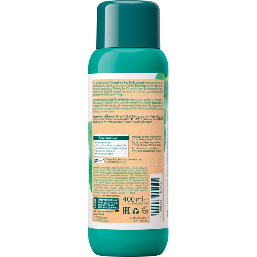 Kneipp Pianka i krem do kąpieli Aromatyczny płyn pielęgnujący do kąpieli Sezon grypowy