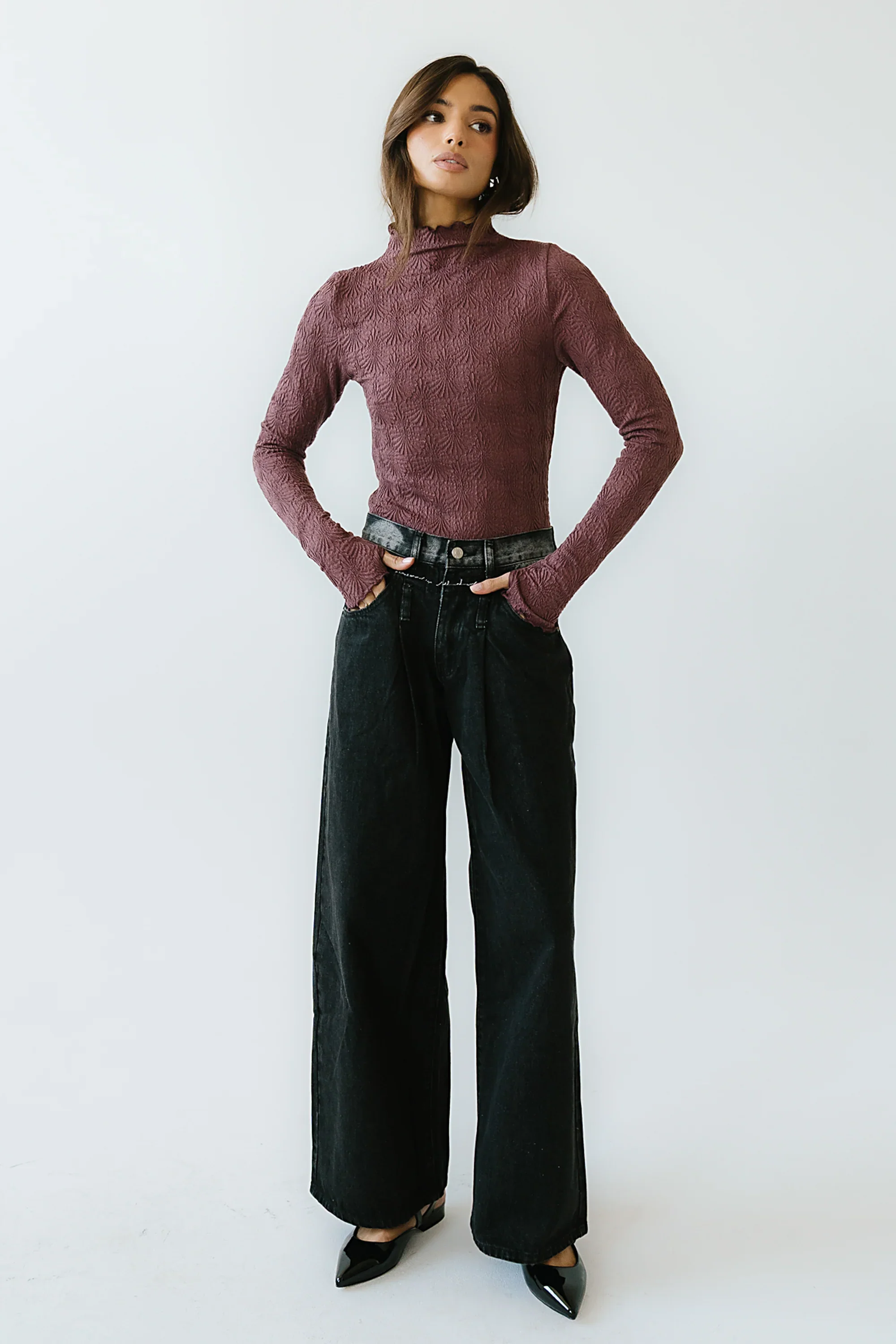 Benny Textured Top in Berry