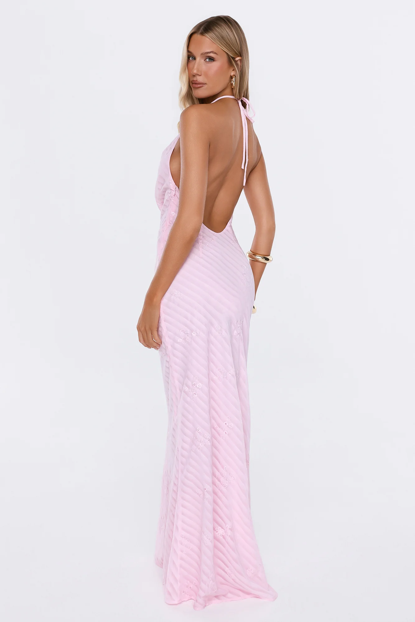 This Gets Attention Halter Maxi Dress Pink