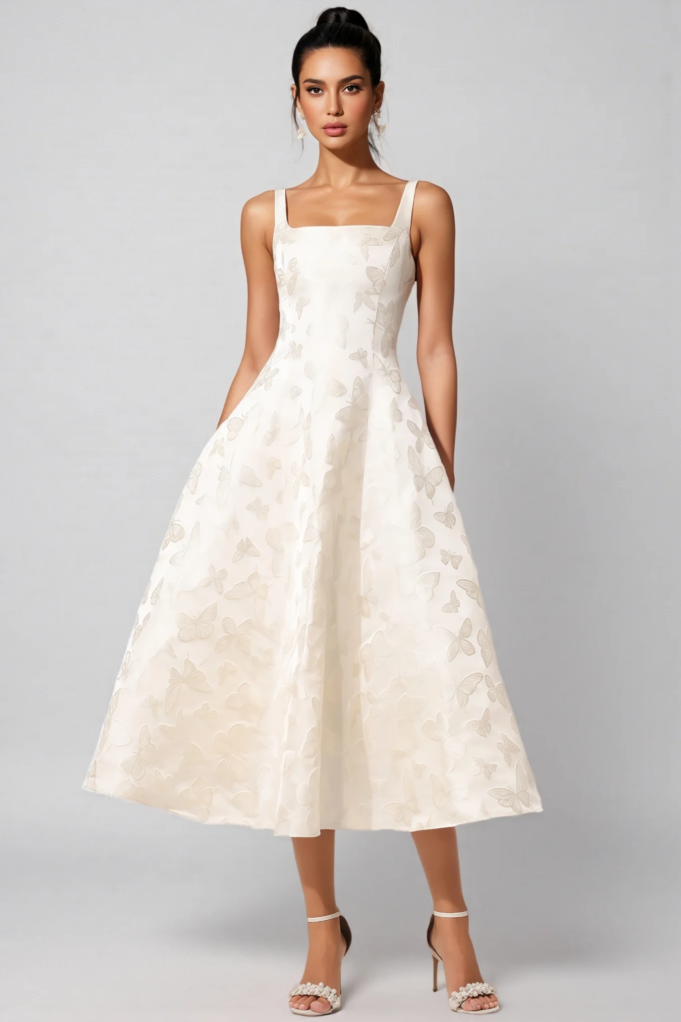 Perrine Halter Jacquard Midi Dress