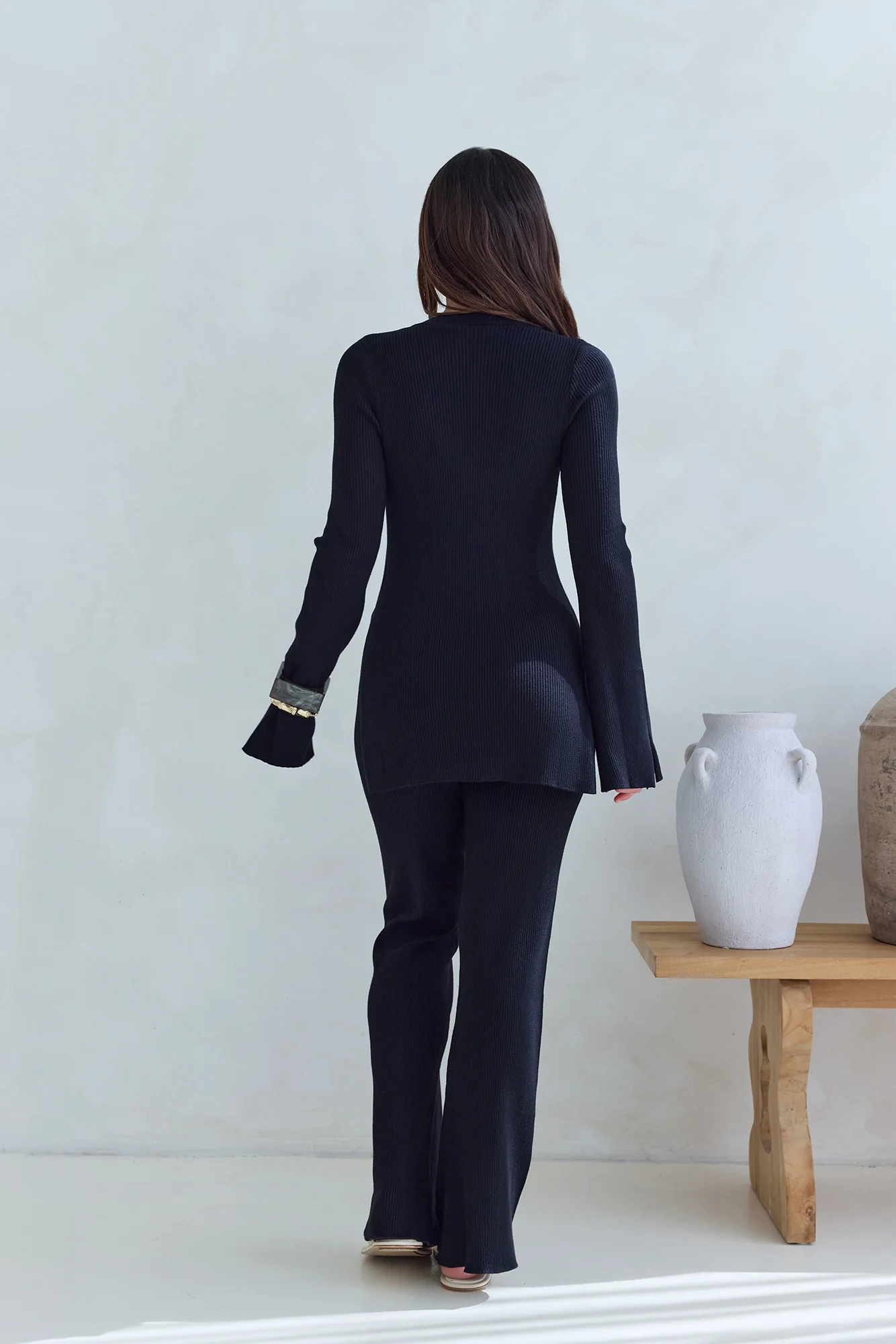 Cosy Holidays Ribbed Pants Black