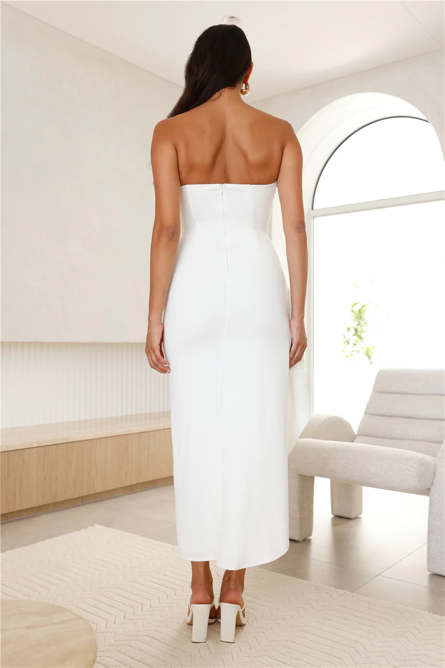 Yes Always Strapless Maxi Dress White - luluinthesky