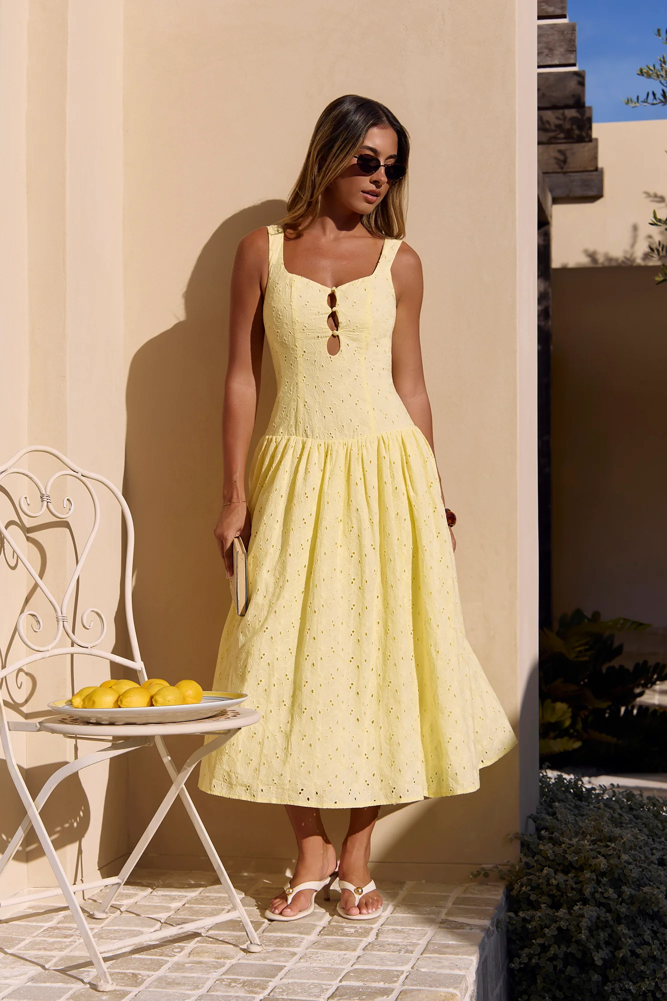 Romance Stitched Maxi Dress Lemon - luluinthesky