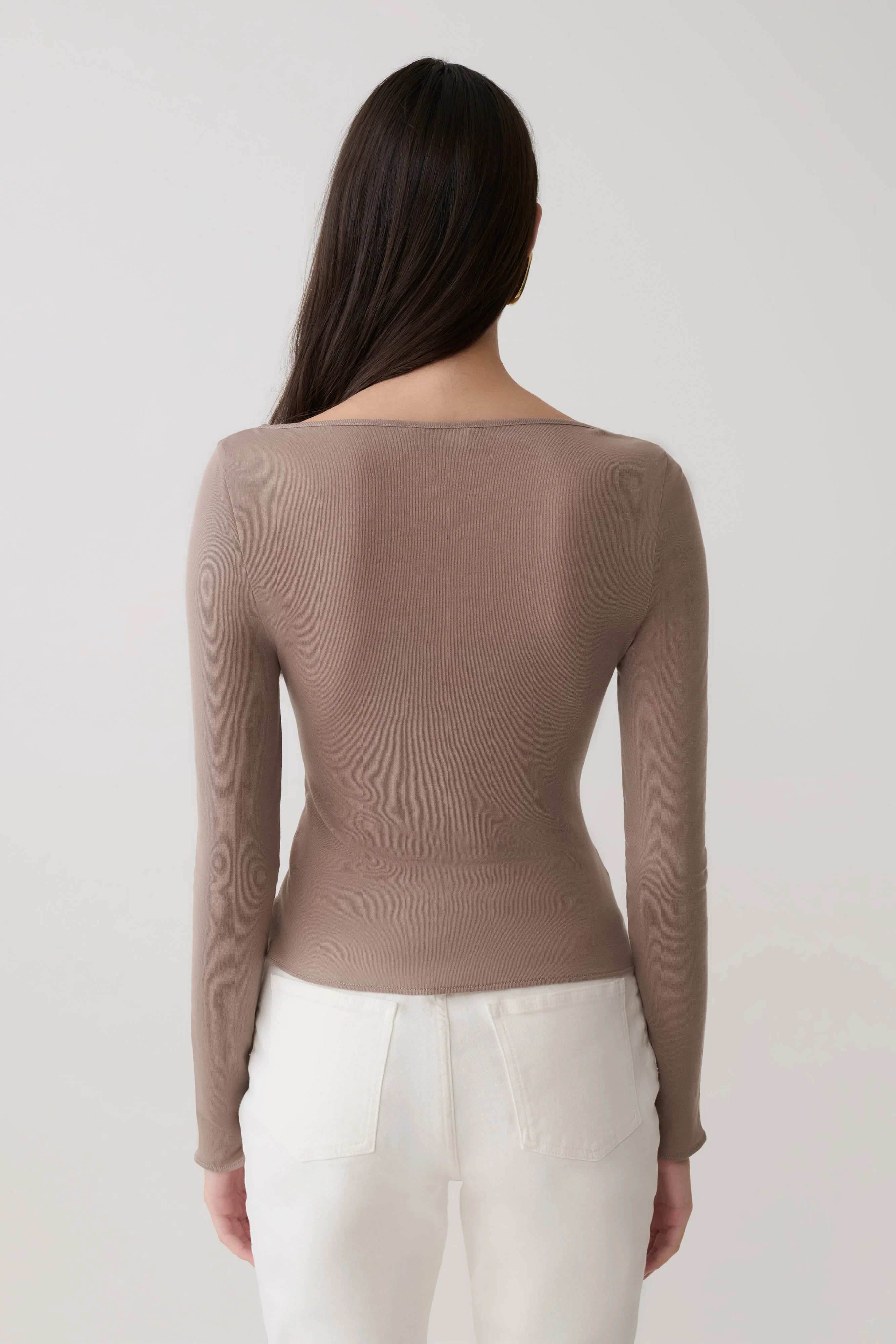Coraline Long Sleeve Sheer Top - Neutral