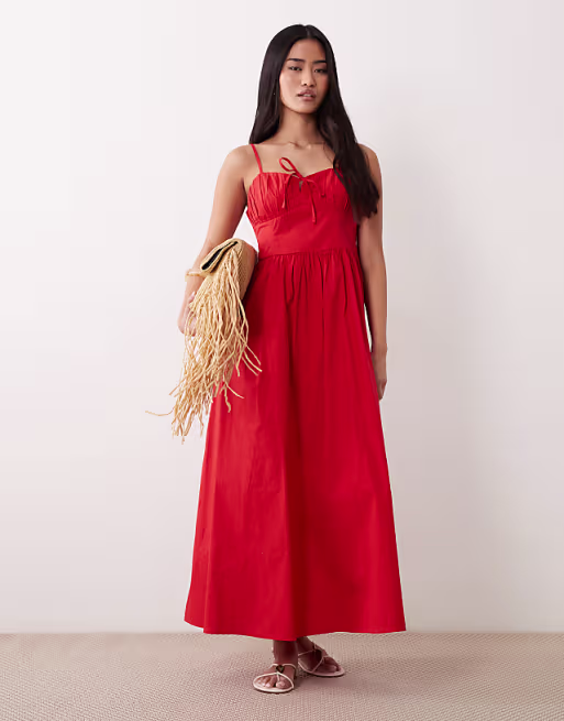 Miss Selfridge corset maxi dress in red