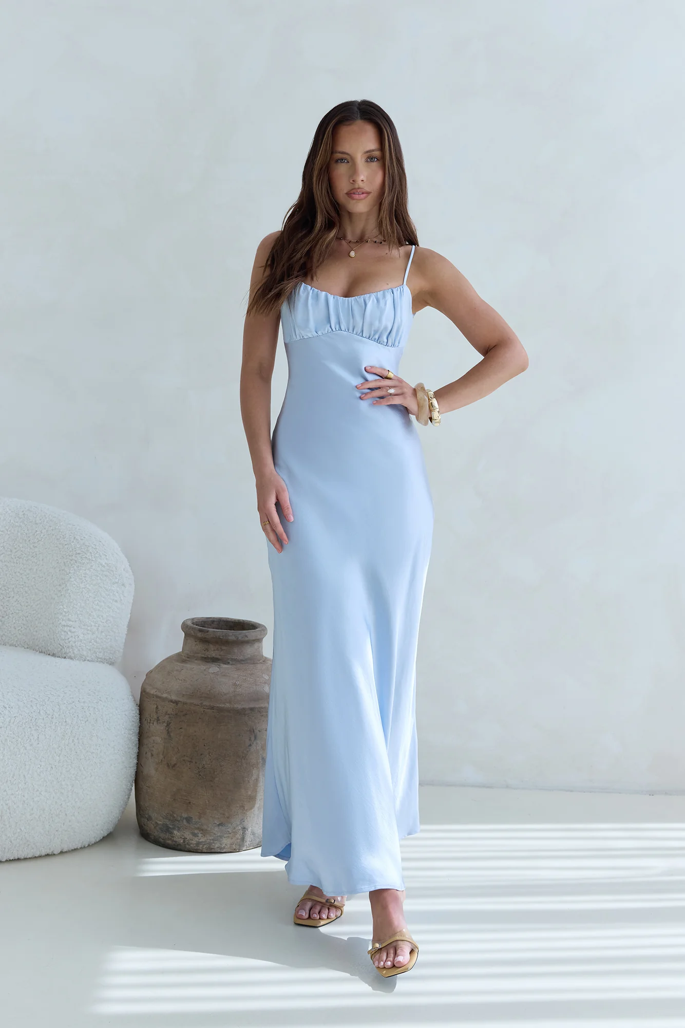 Love And Desire Satin Maxi Dress Blue - luluinthesky