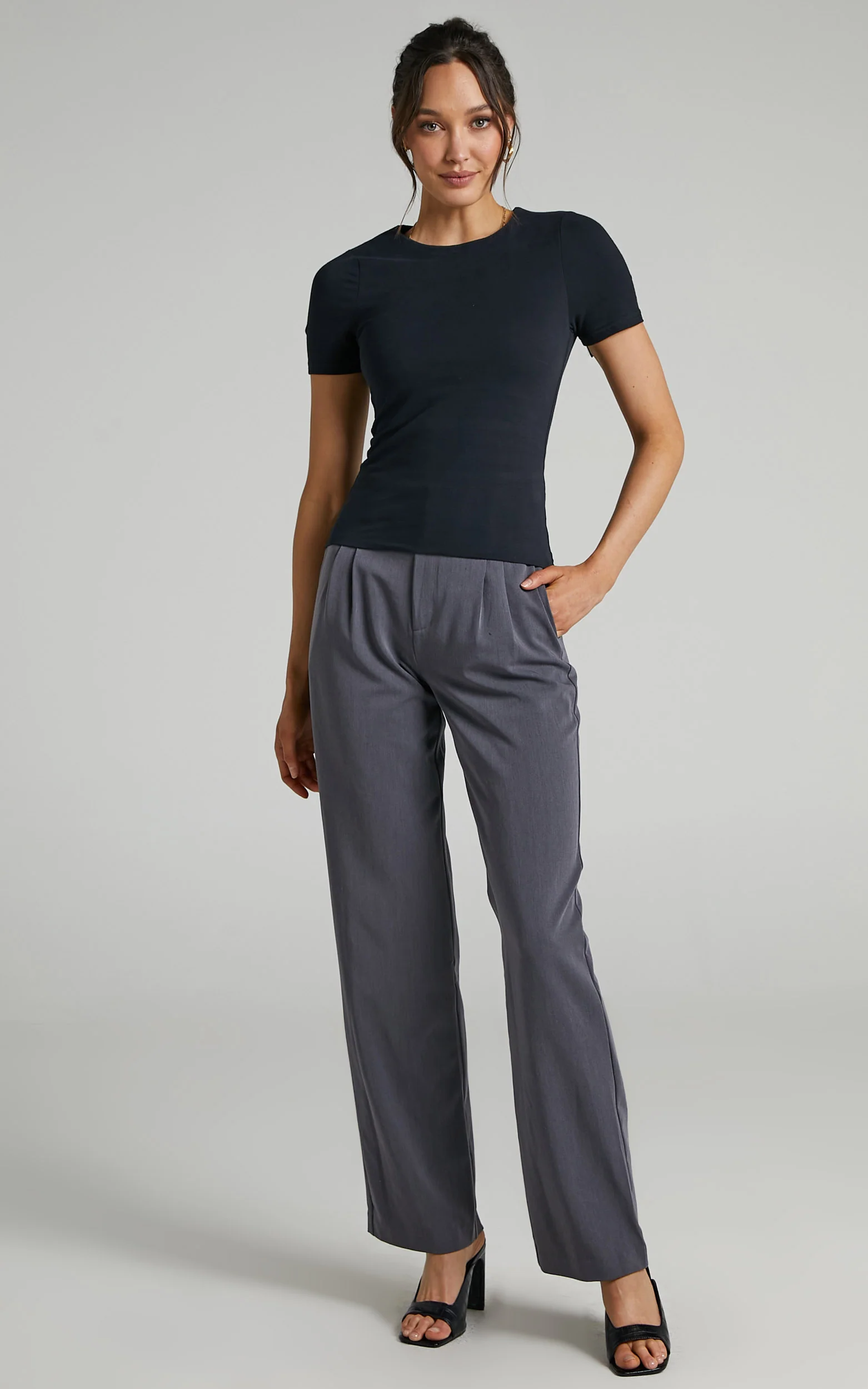 Alexie Tshirt - High Neckline Tshirt in Black