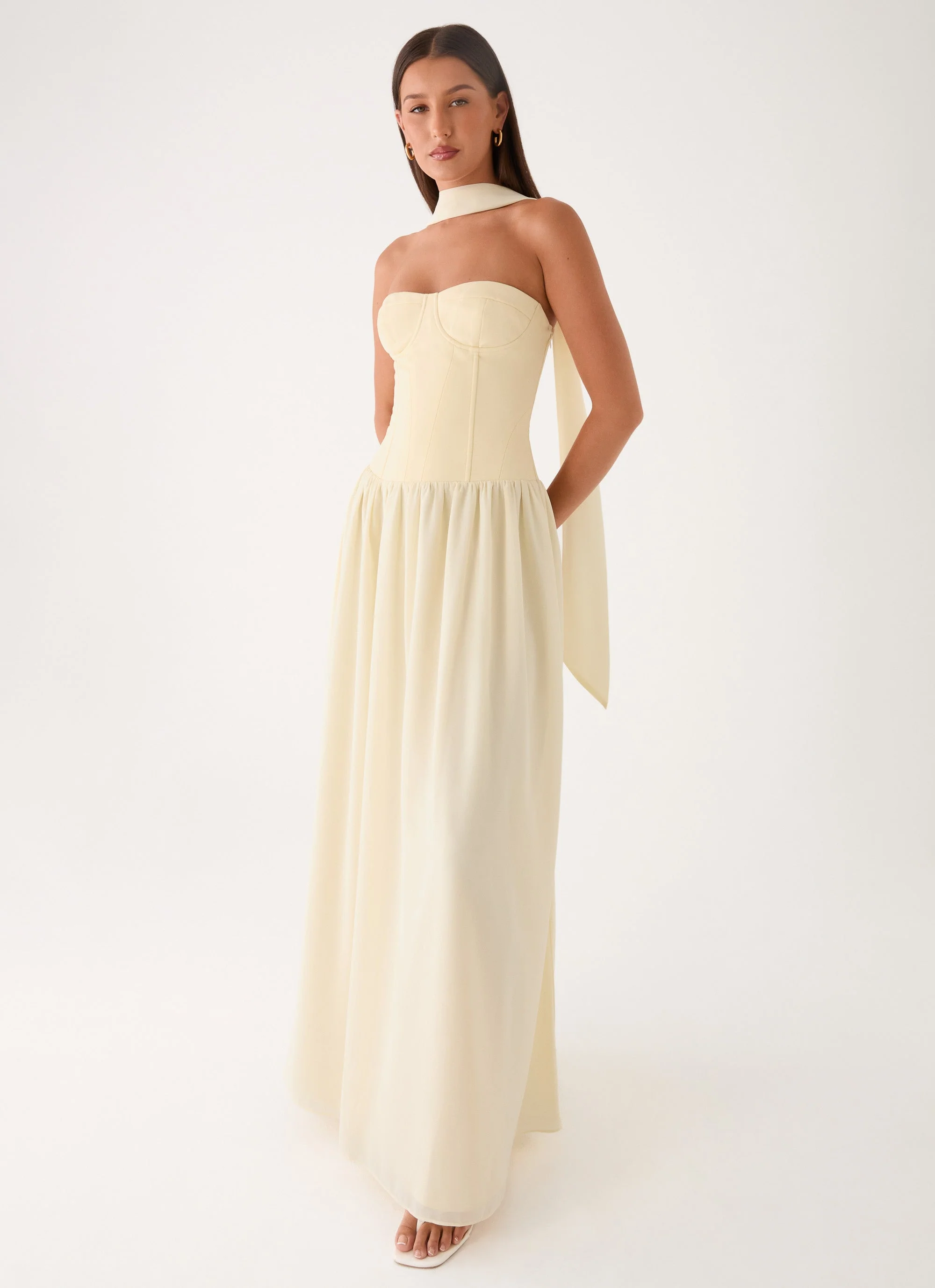 Elianah Scarf Maxi Dress - Yellow - luluinthesky