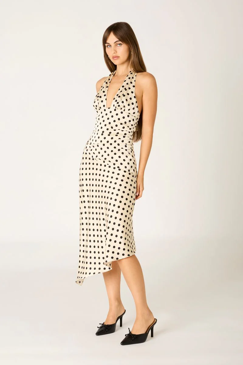 Polka Dot Halter Midi Dress