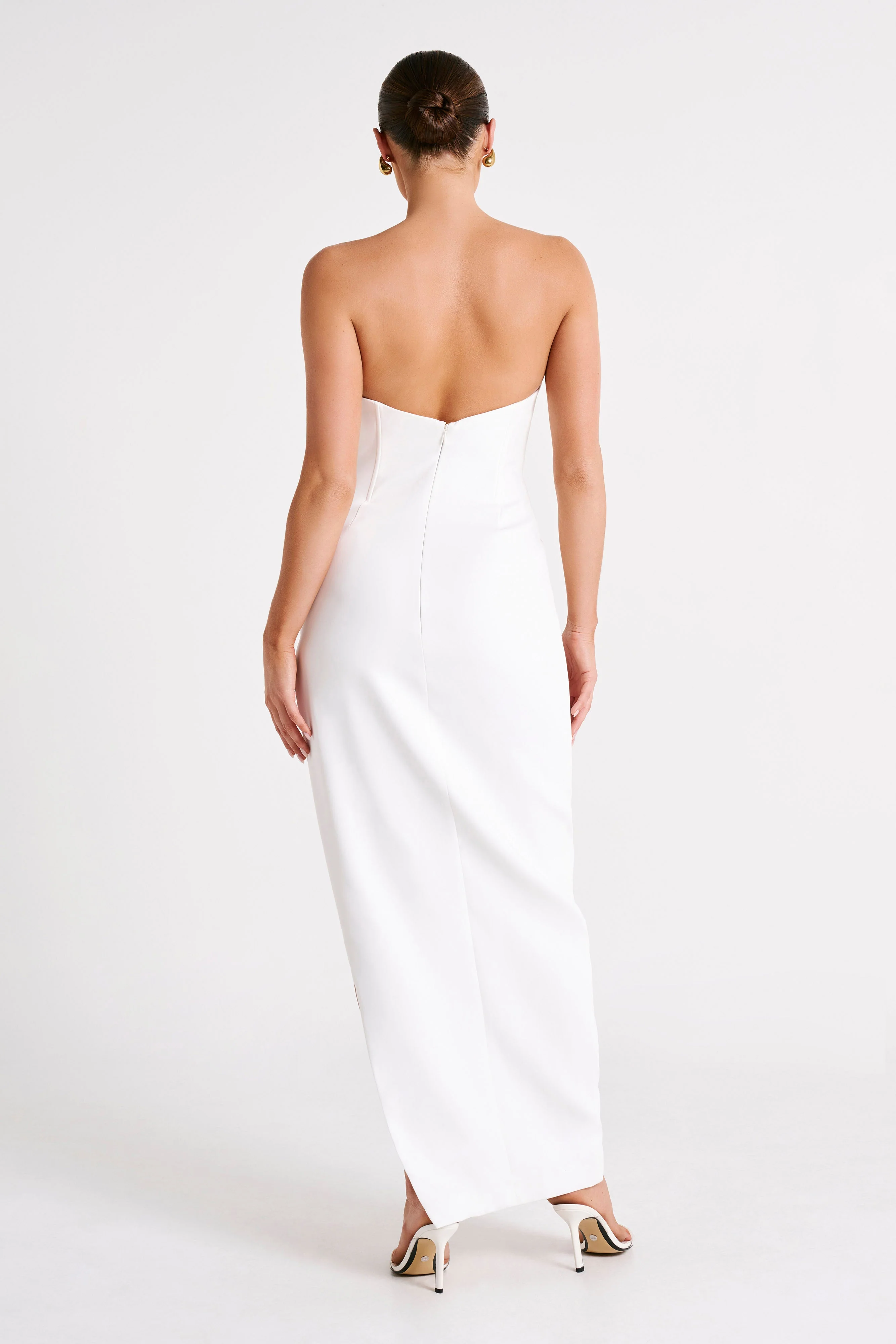 Natasha Pointed Corset Maxi Dress - White