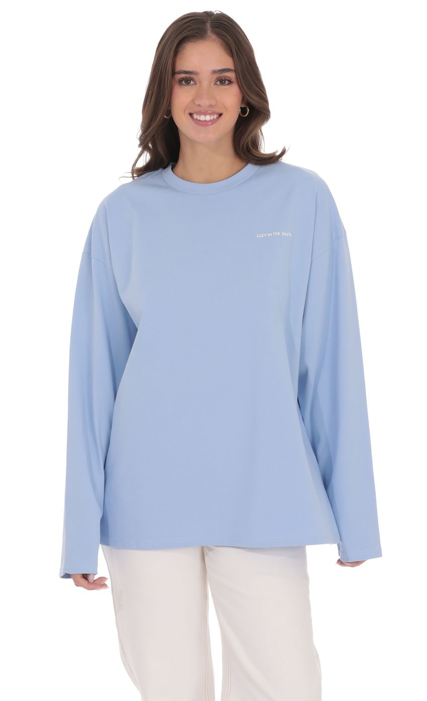 LA Graphic Crewneck Shirt in Light Blue