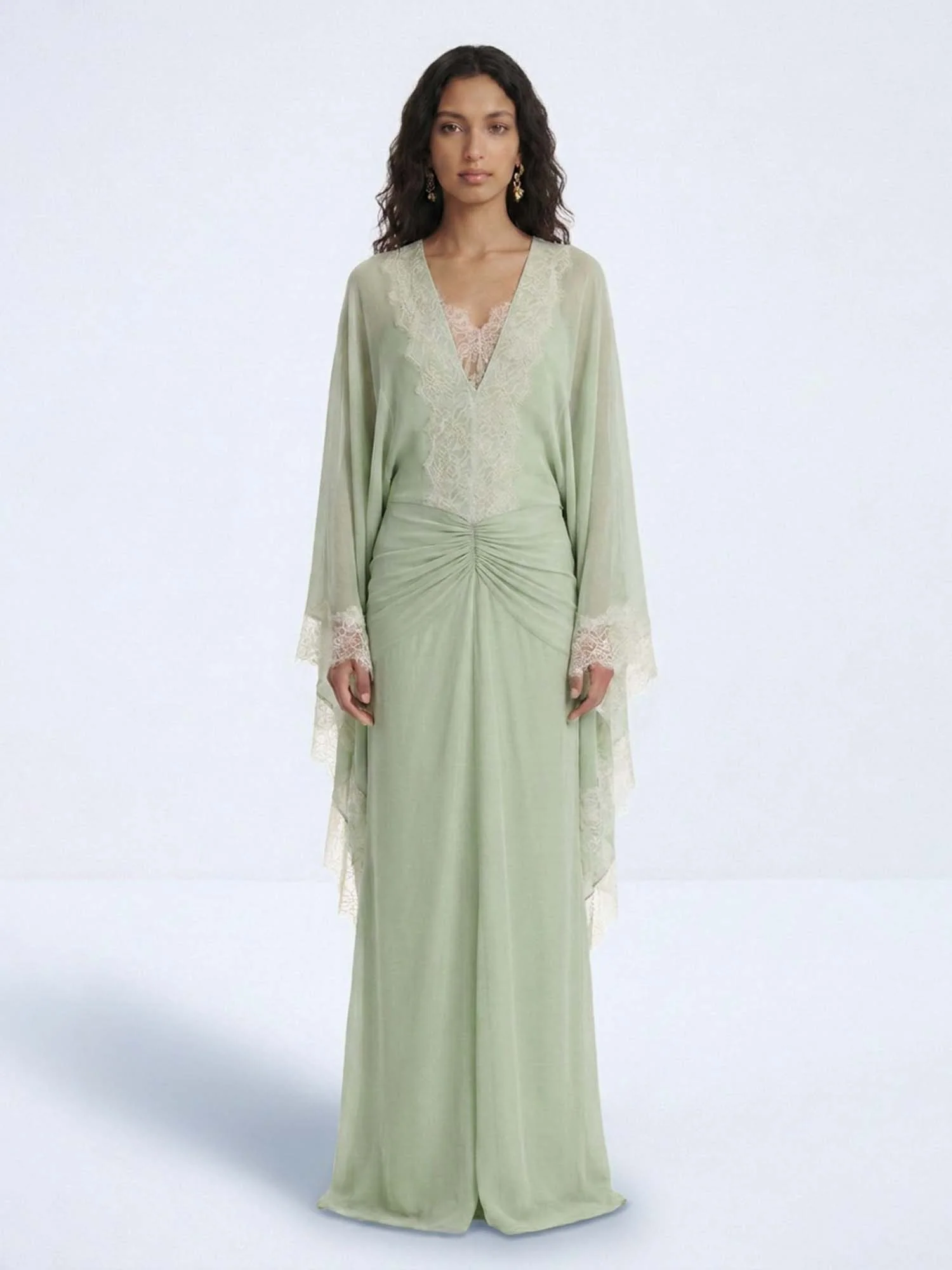 Soft Green Drape Maxi Dress