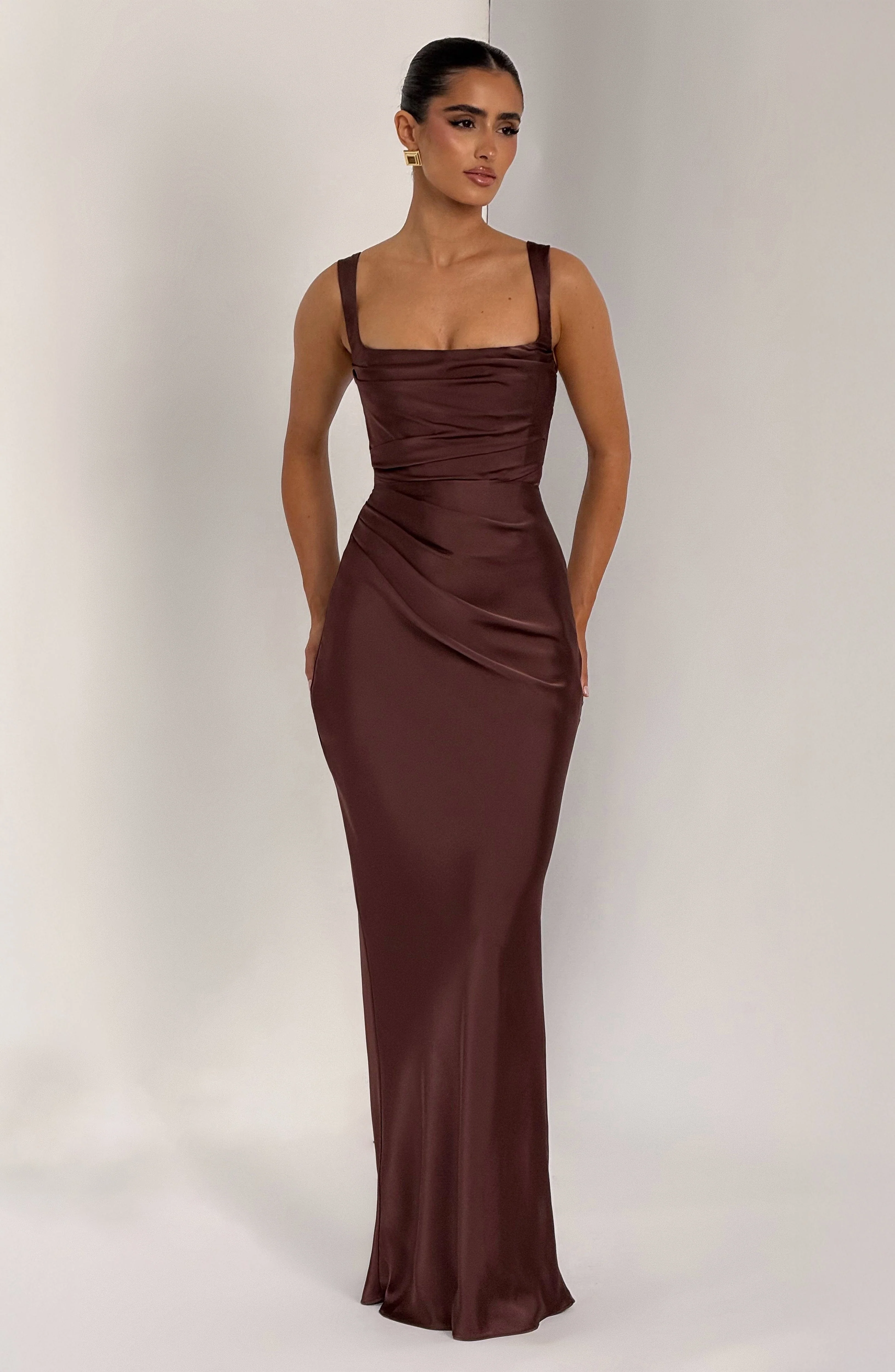 Calanthe Maxi Dress - Plum Brown