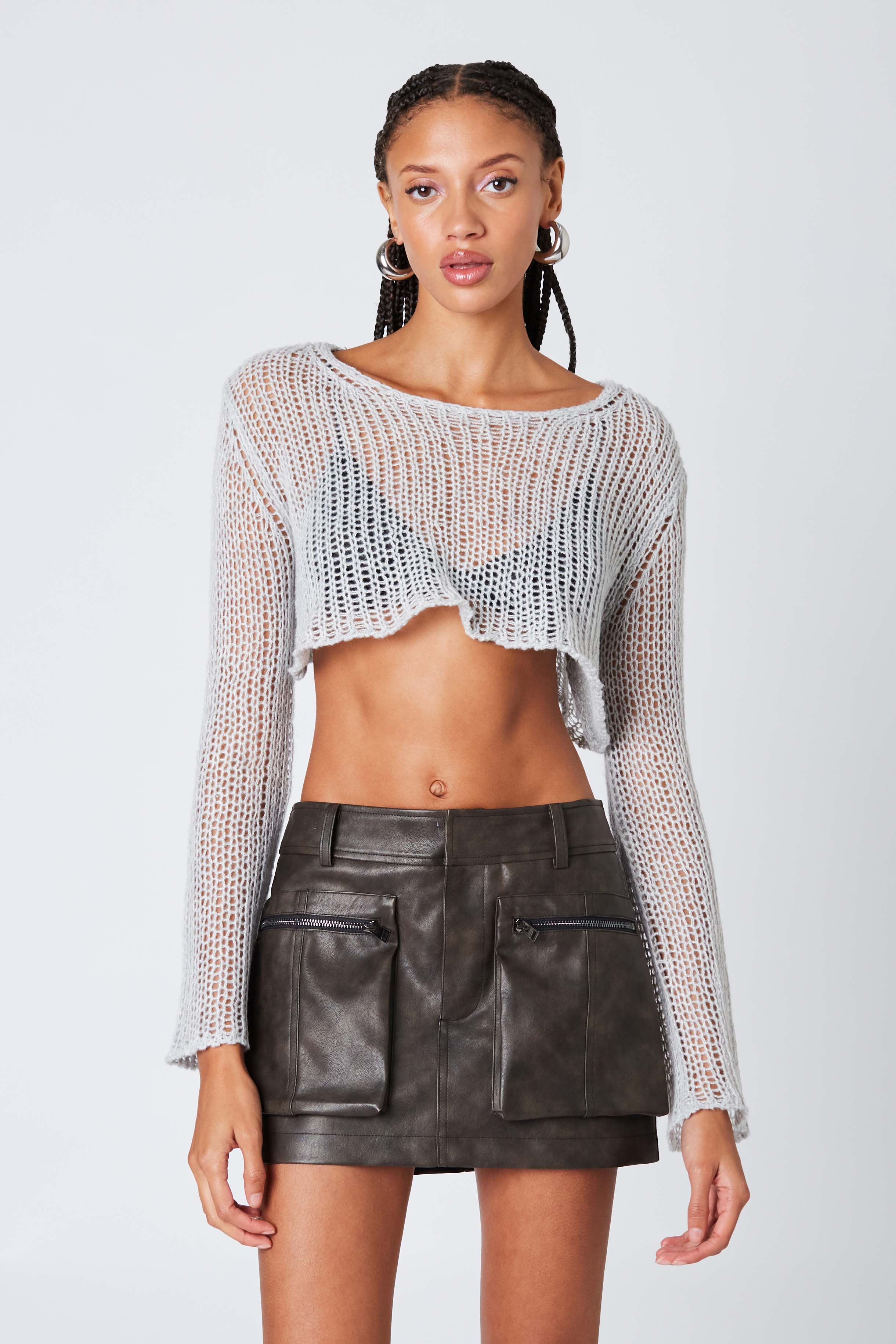 Faux Leather Cargo Mini Skirt