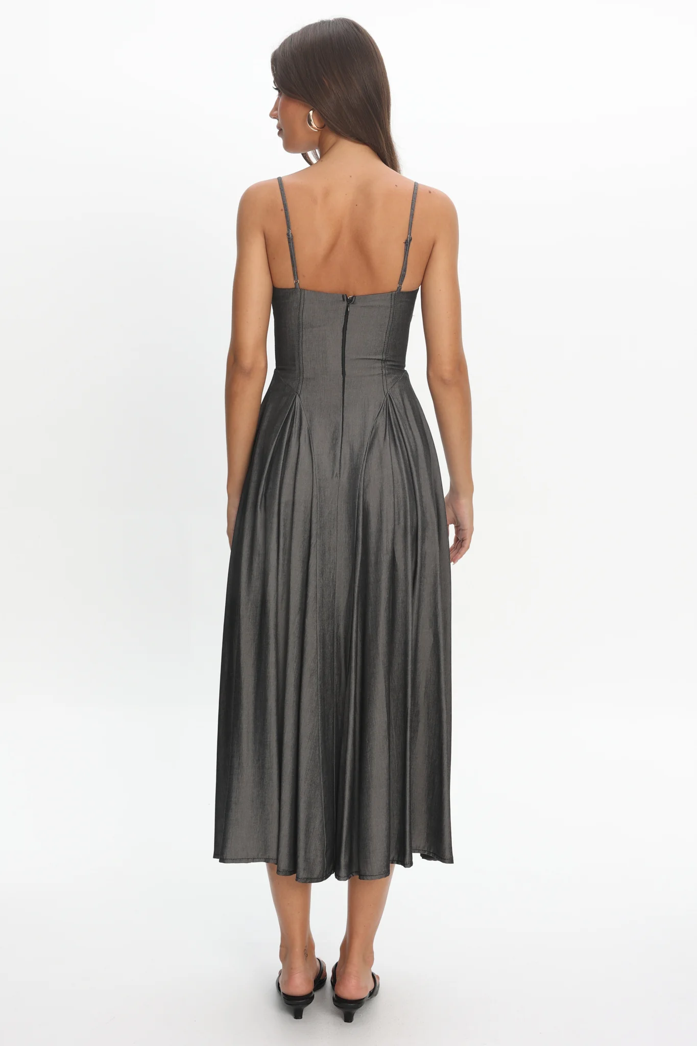 Take It All Cami Strap Midi Dress Charcoal
