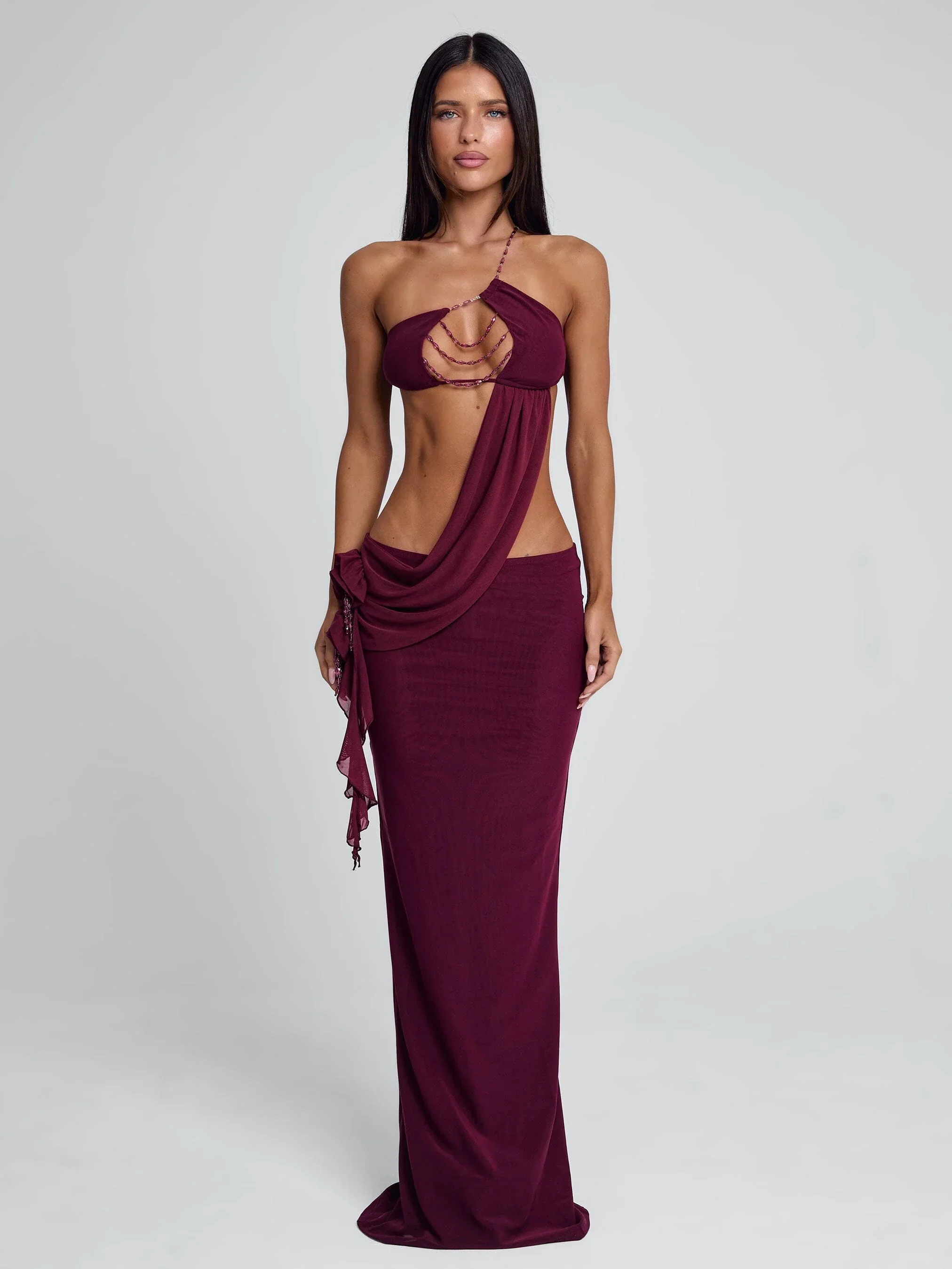 RAER MAXI DRESS BURGUNDY