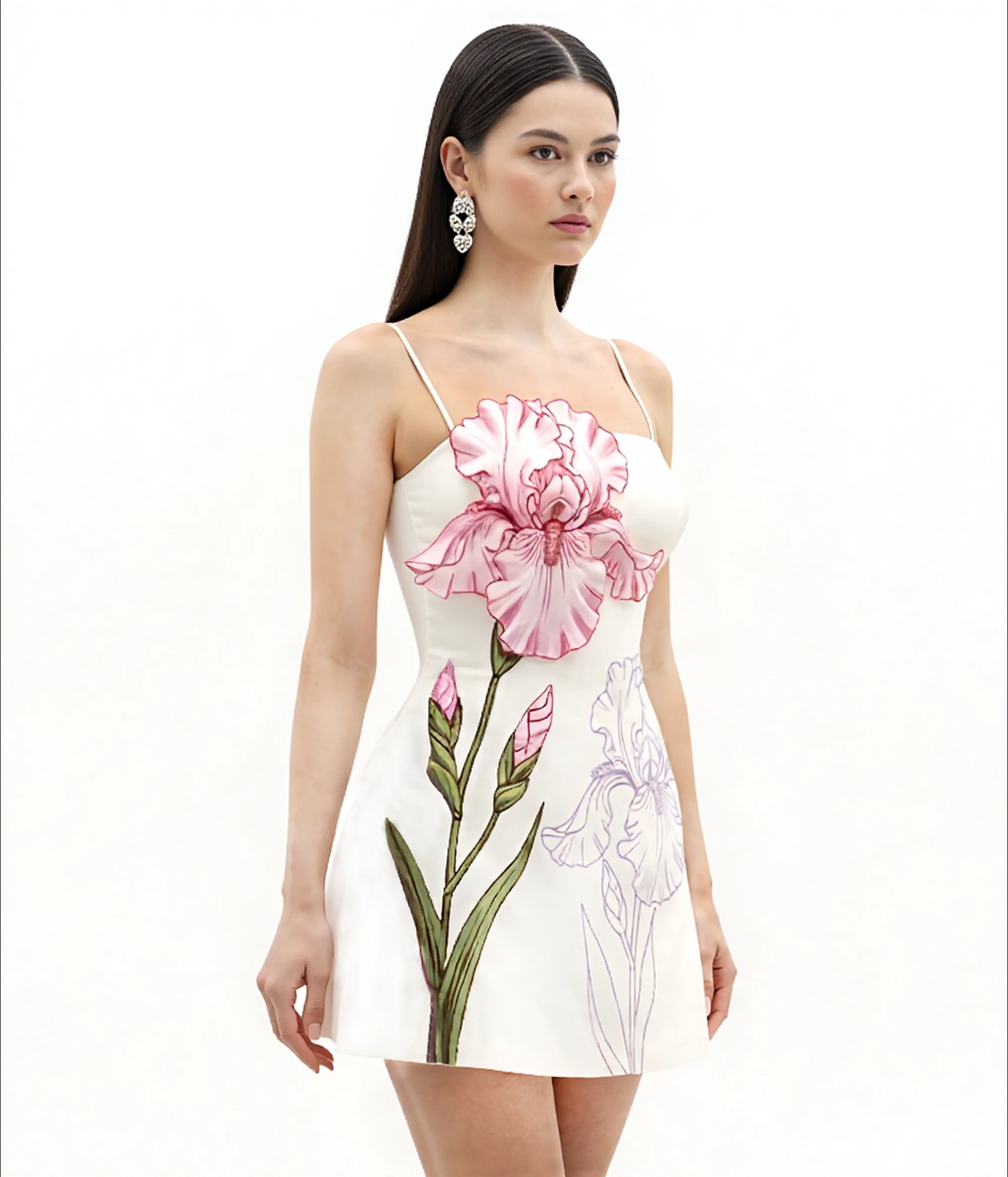 Iris Appliqué Mini Dress - White - FASHION NOB