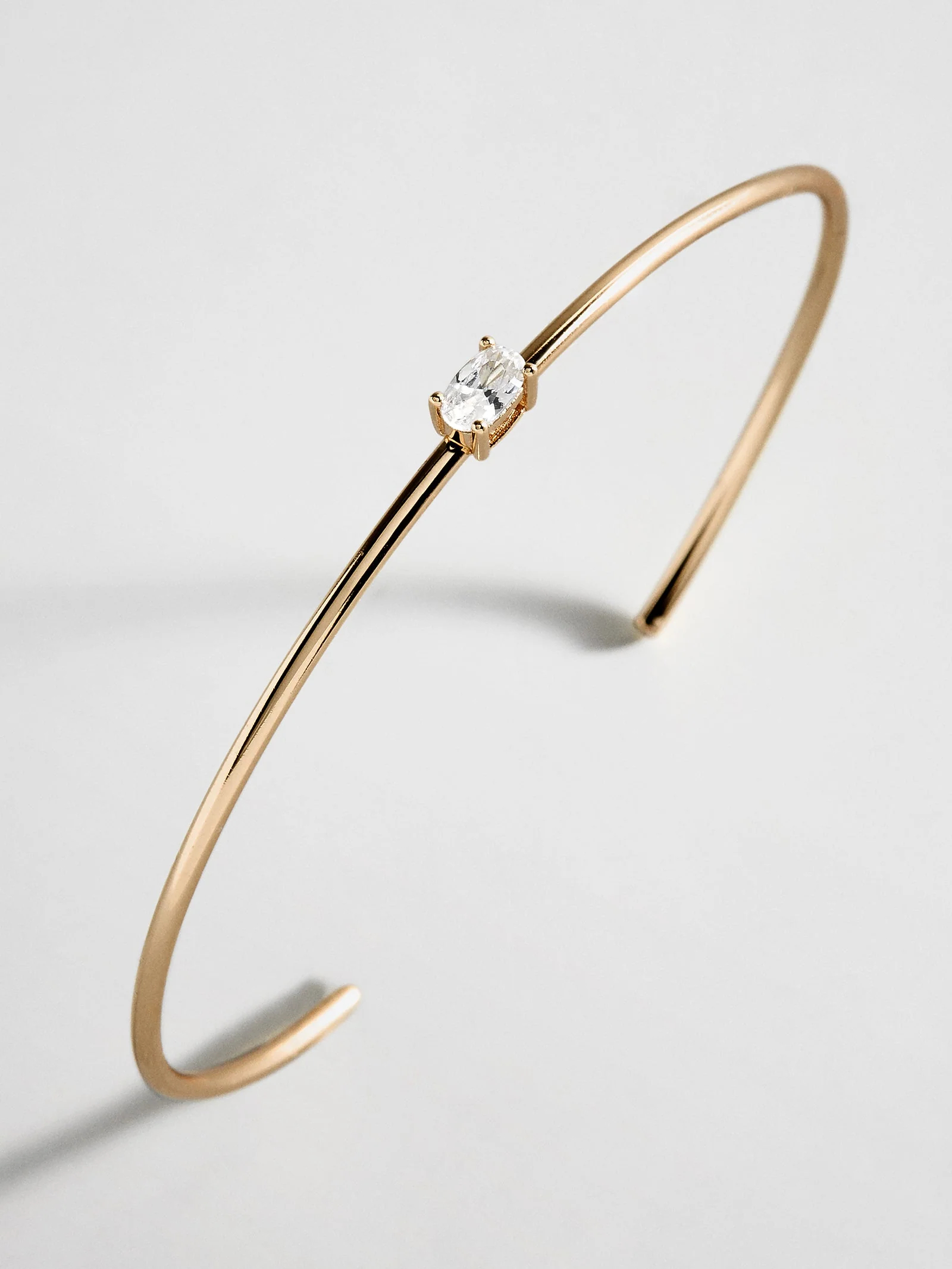 Valentina 14K Gold Cuff Bracelet - Gold Cuff, Oval Stone