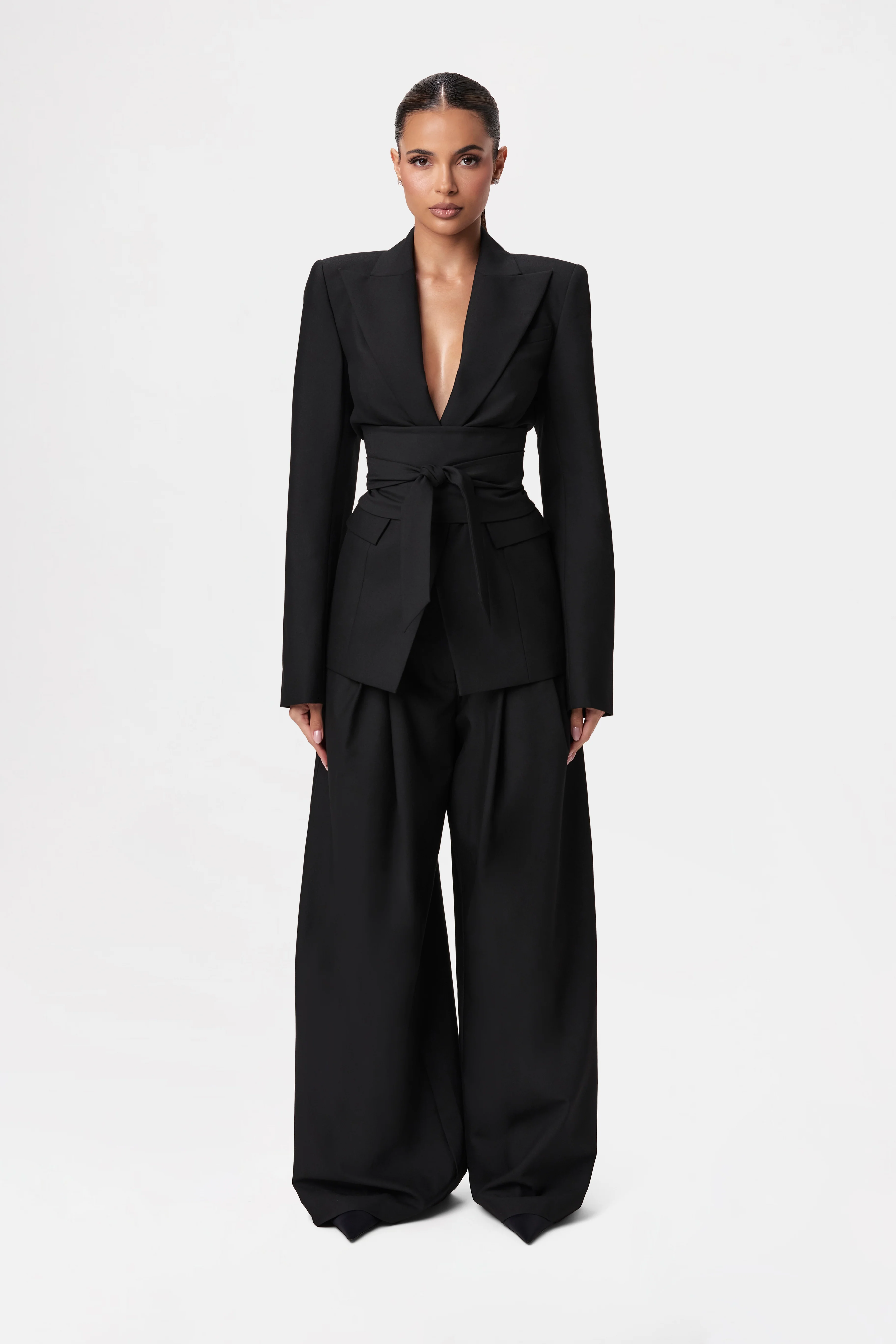 Suiting Pleated Wide-Leg Pant