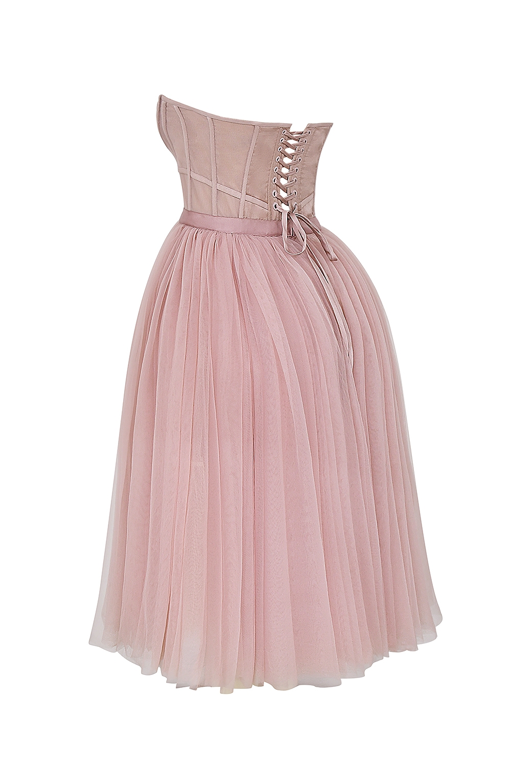 French Rose Tulle Midi Dress
