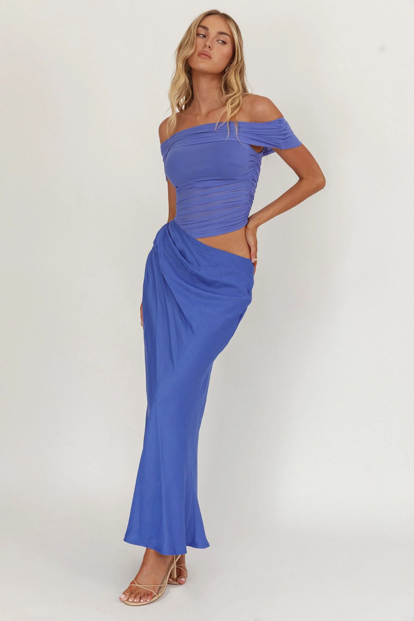 Lorely Off-Shoulder Midi Dress Ocean