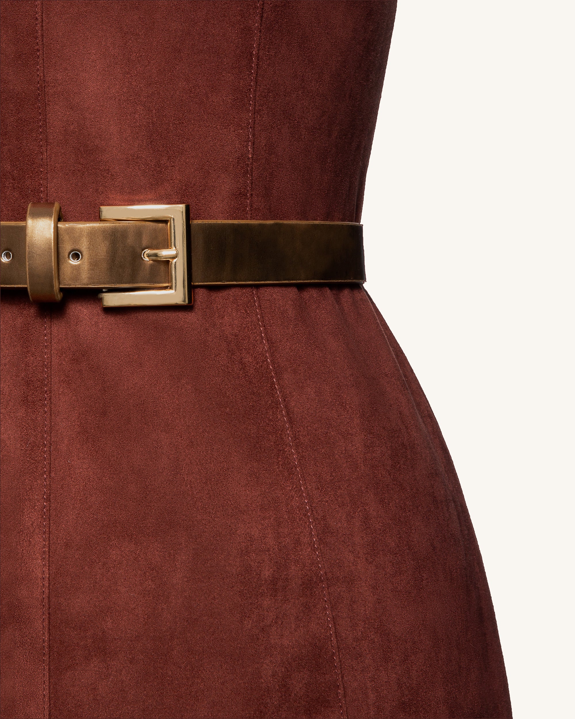 Ariana Sleeveless Suedes Mini Dress - Burgundy - FASHION NOB