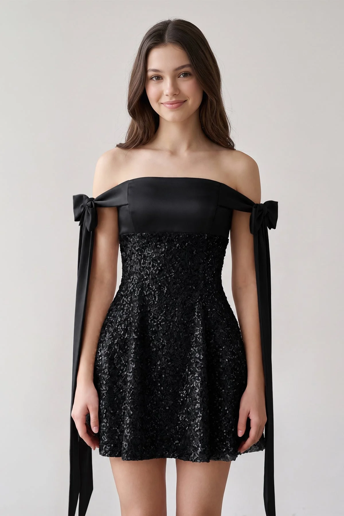 Pink Off-the-Shoulder A-Line Satin Homecoming Dress with Sequins