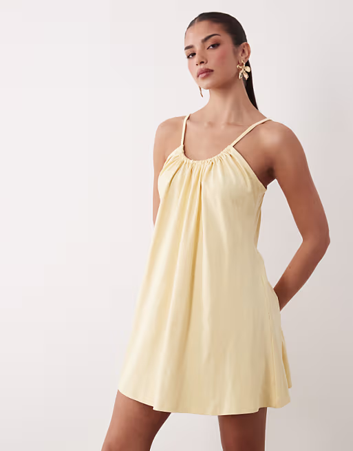 low scoop back mini cami dress buttermilk yellow