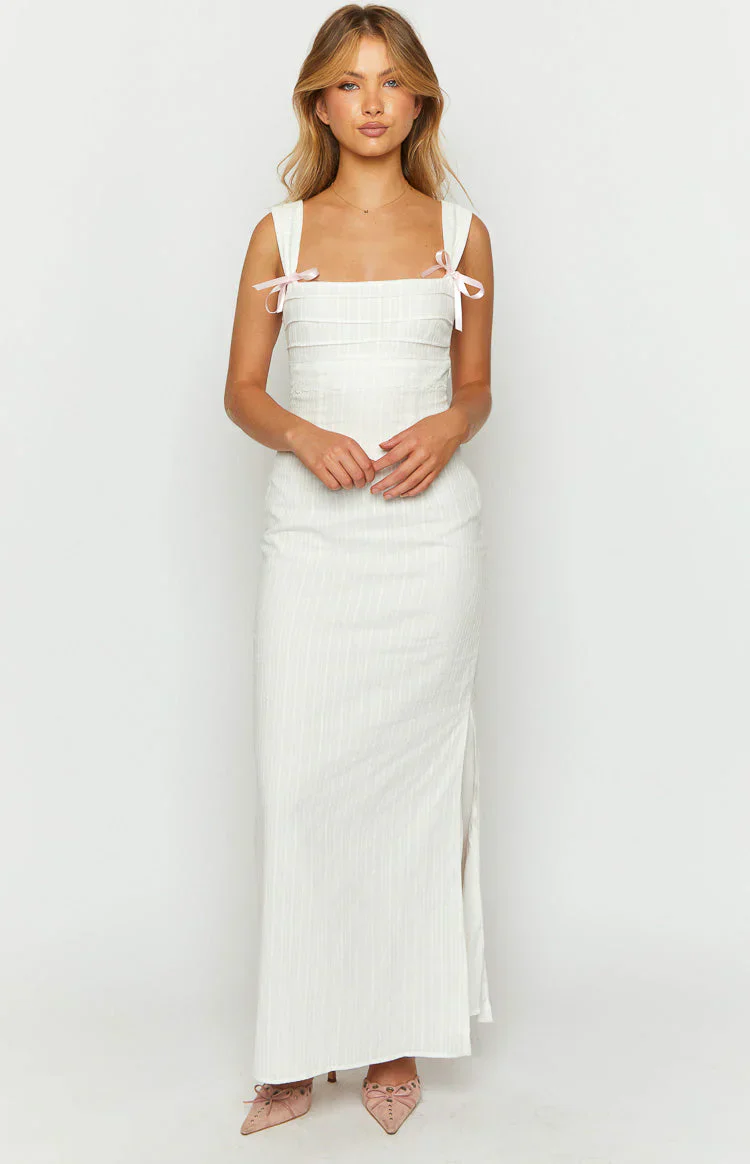 Magnus White Tie Back Maxi Dress - luluinthesky