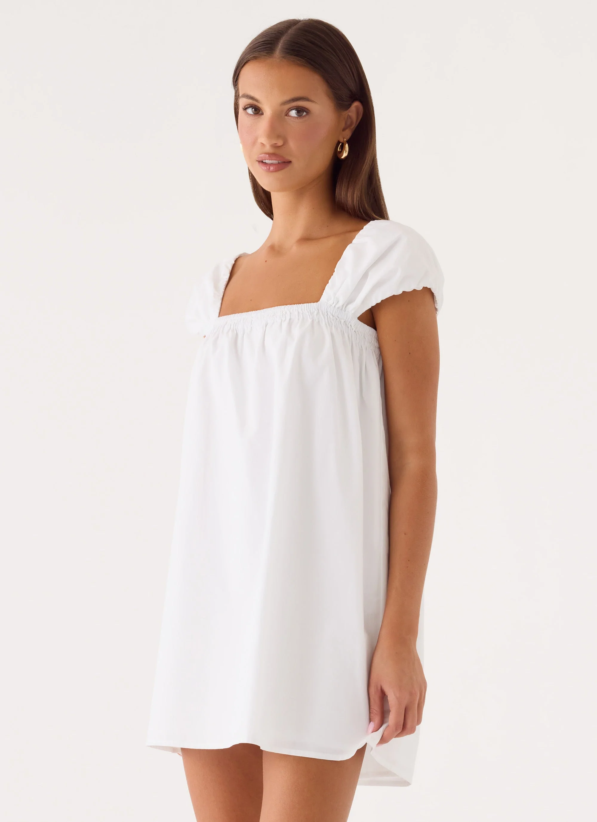Sugar Blush Cotton Mini Dress - White - luluinthesky