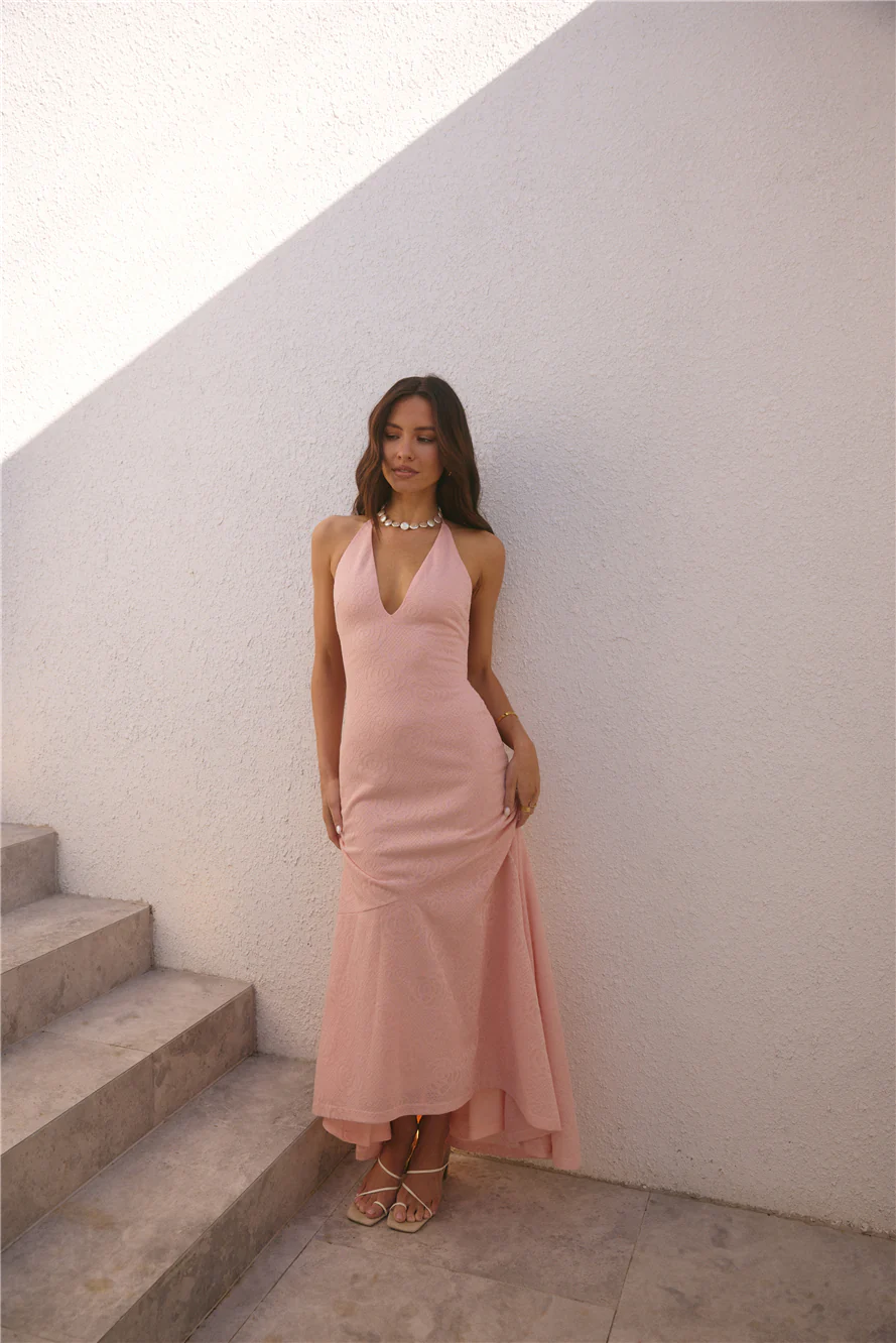 Rosetta Halter Maxi Dress Pink - luluinthesky