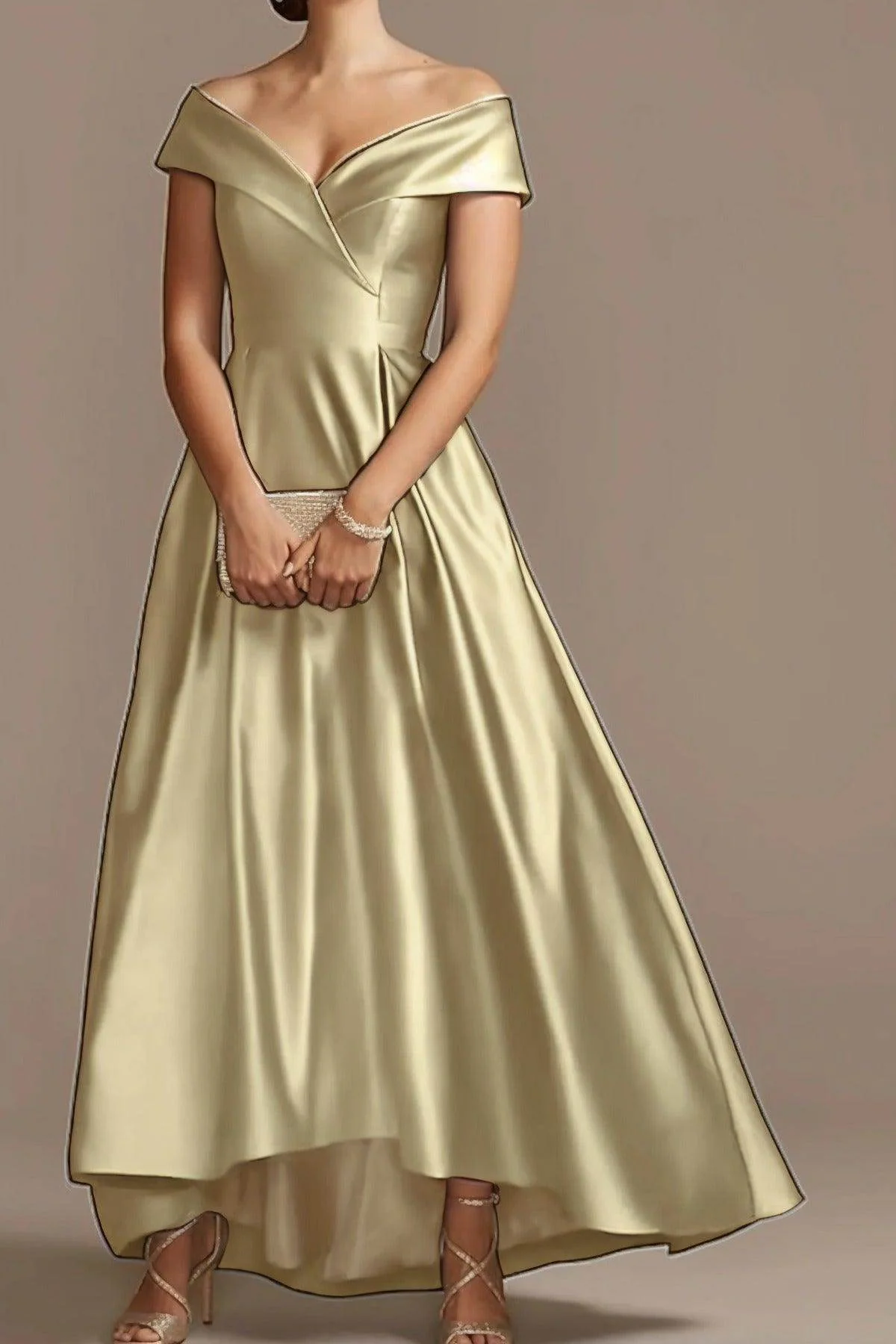 High Low Ankle Length Satin Mother Dress CM0078