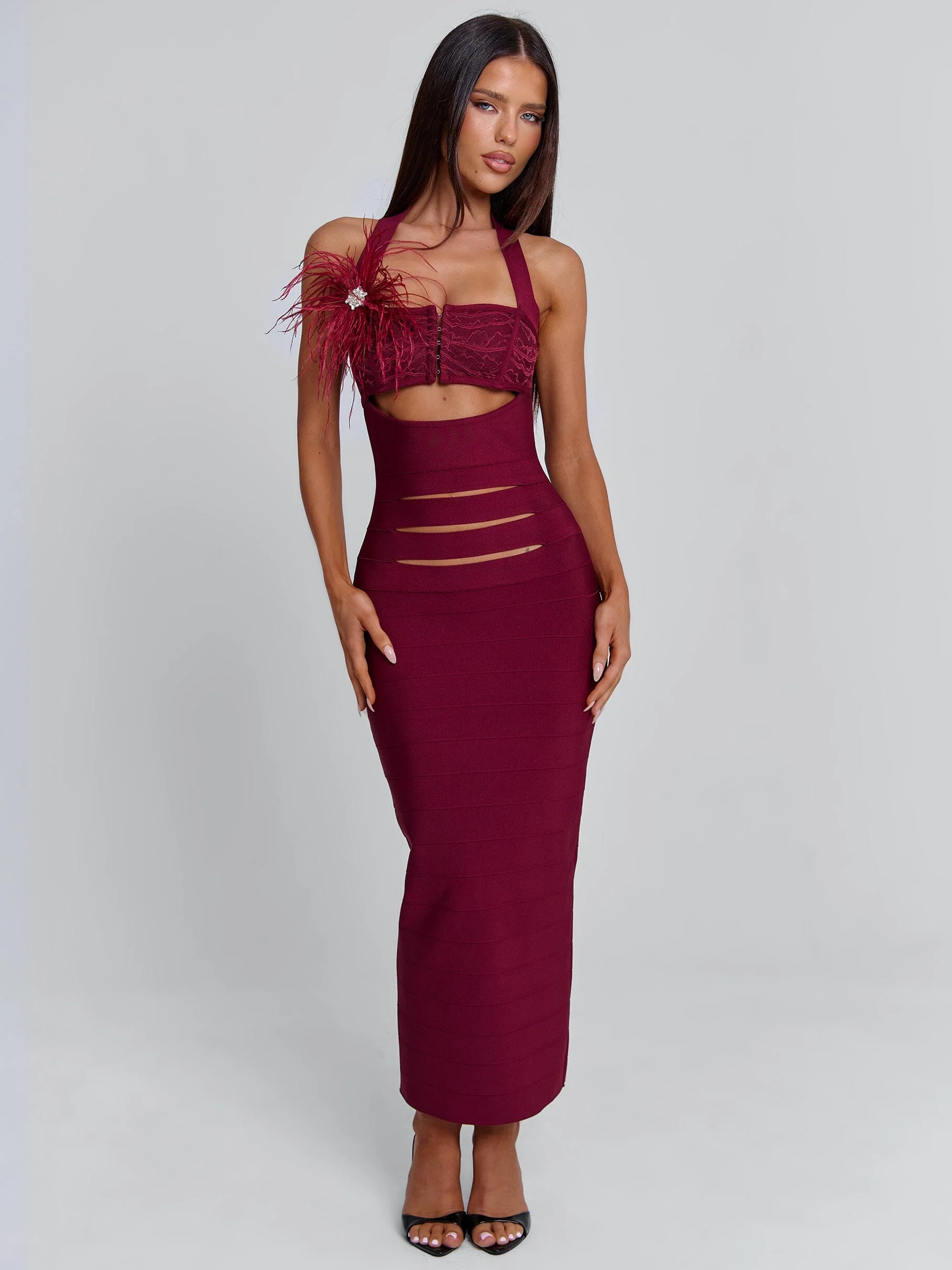 Lunabelle Midi Dress Burgundy