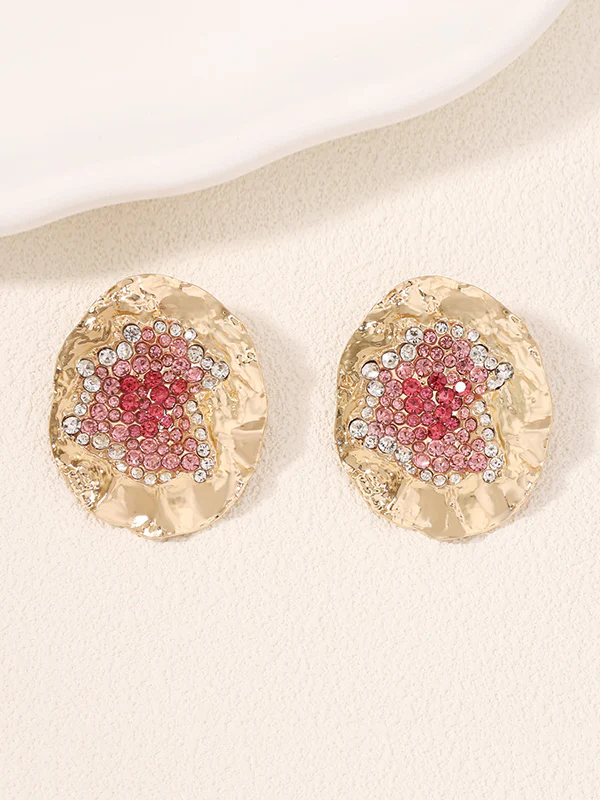 Irregularity Geometric Rhinestone Shiny Earrings Accessories